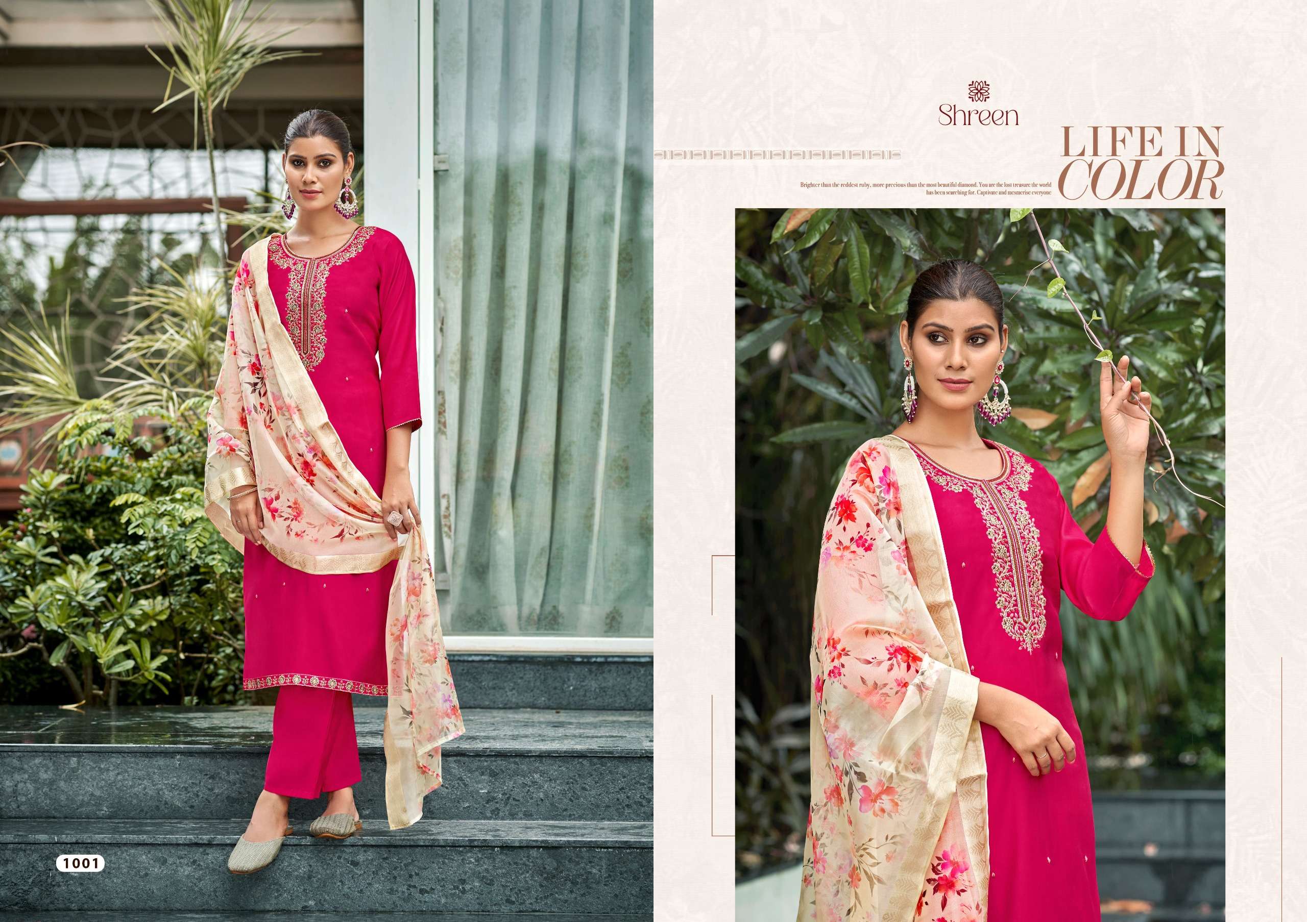 ALEXA VOL-3 BY HINAYA DESIGNER ROMAN SILK KURTI PANT & DIGITAL DUPATTA WITH WORK STYLES 