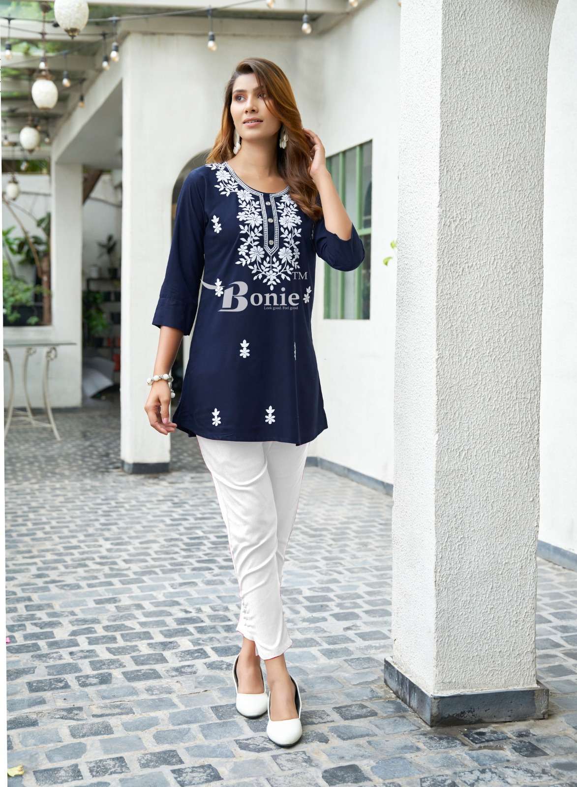 ALISHA VOL-2 BY BONIE EMBROIDERY WORK WITH LUCKNOWI TASTE STYLISH SHORT TUNICS 