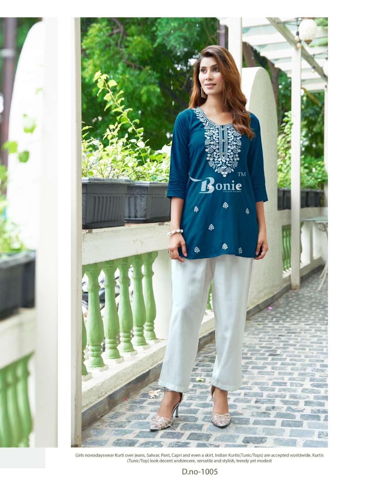 ALISHA VOL-2 BY BONIE EMBROIDERY WORK WITH LUCKNOWI TASTE STYLISH SHORT TUNICS 