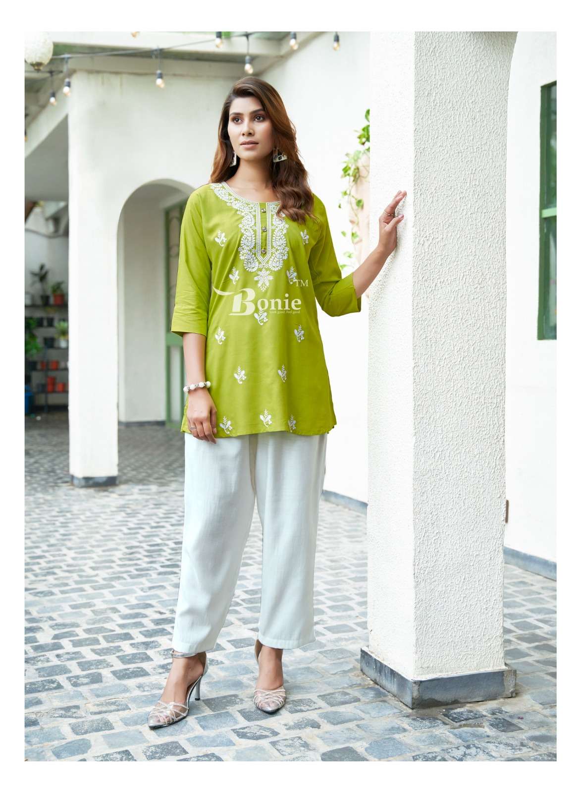 ALISHA VOL-2 BY BONIE EMBROIDERY WORK WITH LUCKNOWI TASTE STYLISH SHORT TUNICS 