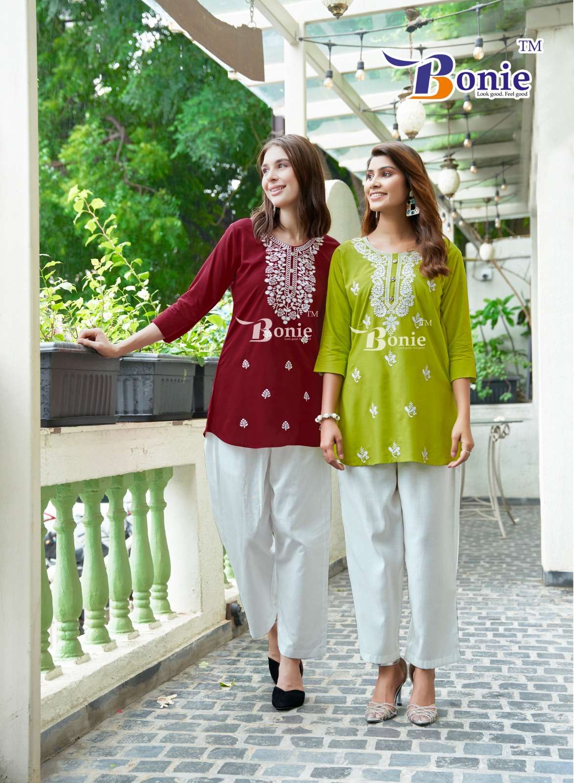 ALISHA VOL-2 BY BONIE EMBROIDERY WORK WITH LUCKNOWI TASTE STYLISH SHORT TUNICS 