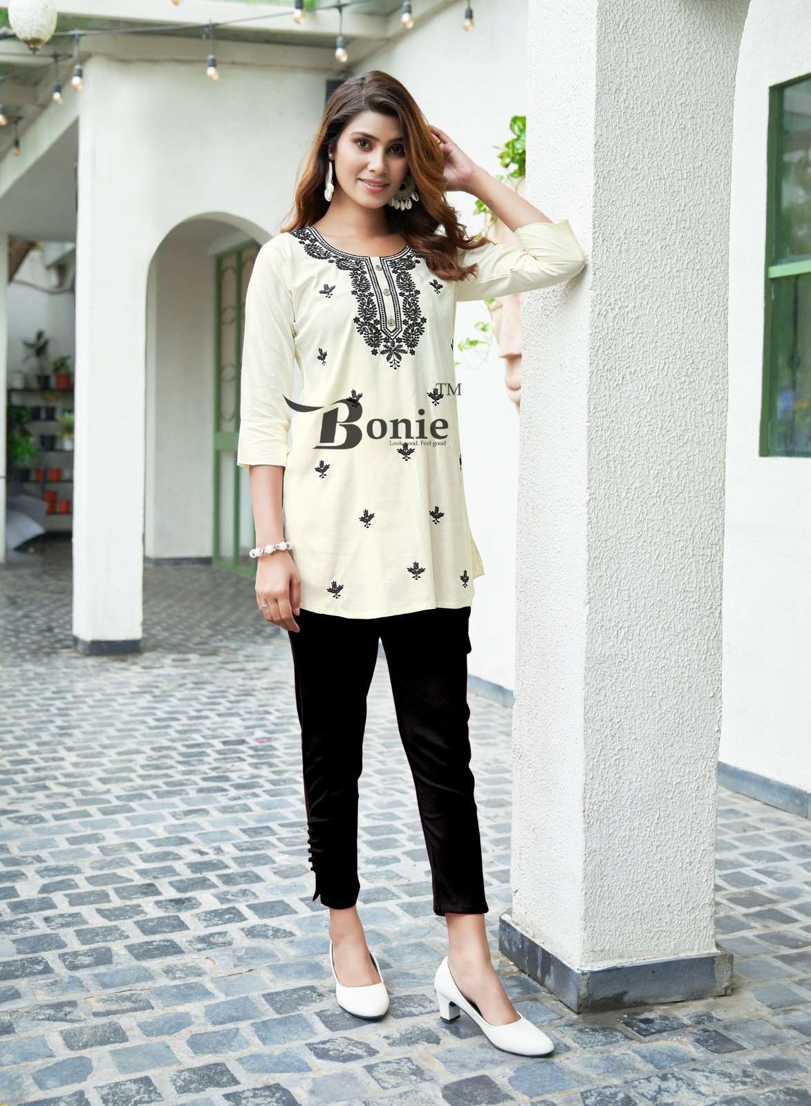 ALISHA VOL-2 BY BONIE EMBROIDERY WORK WITH LUCKNOWI TASTE STYLISH SHORT TUNICS 