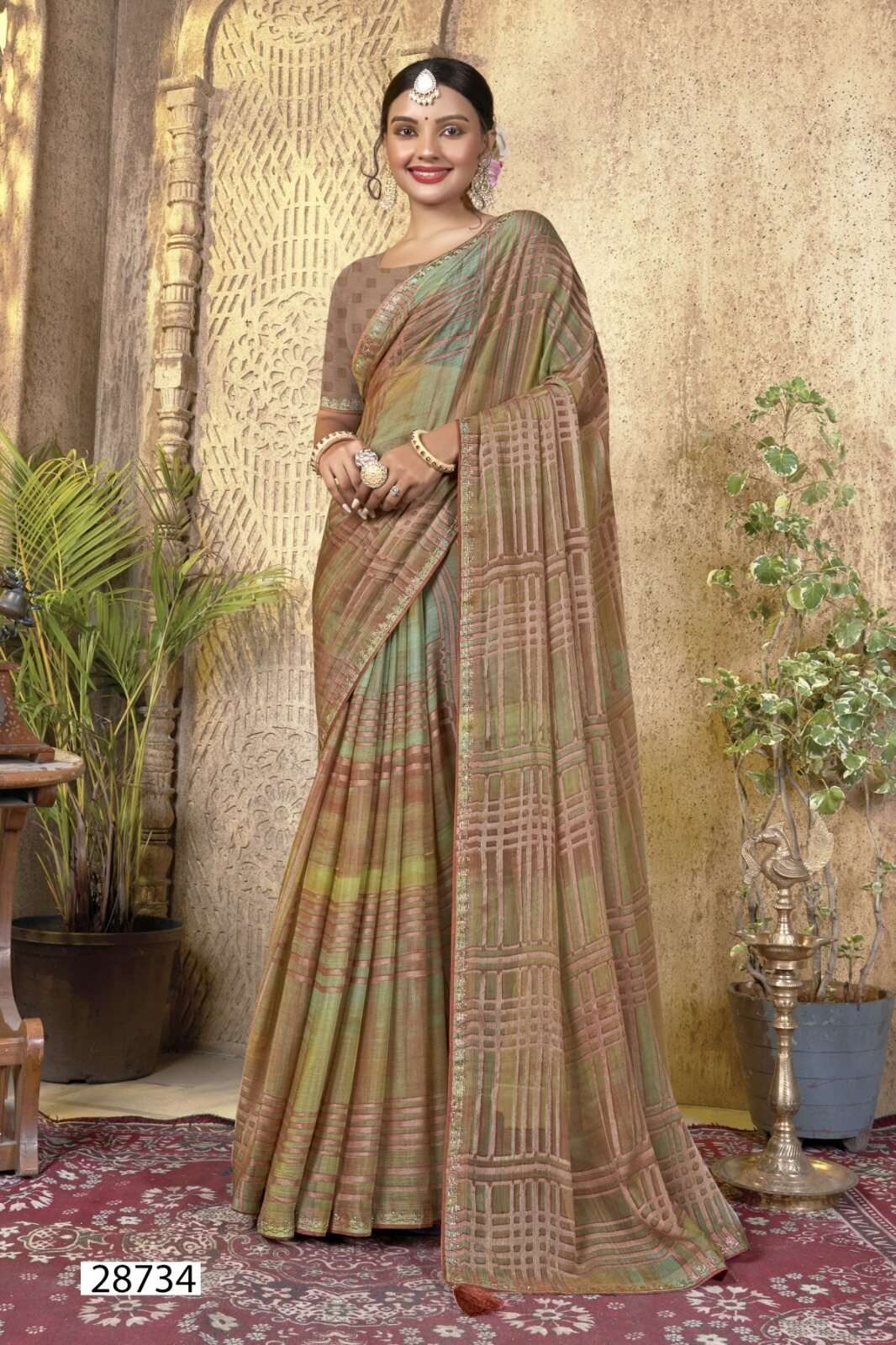 AMOLIKA BY VALLABHI BRASSO WITH SWAROVSAKI WORK CASUAL WEAR SAREES 