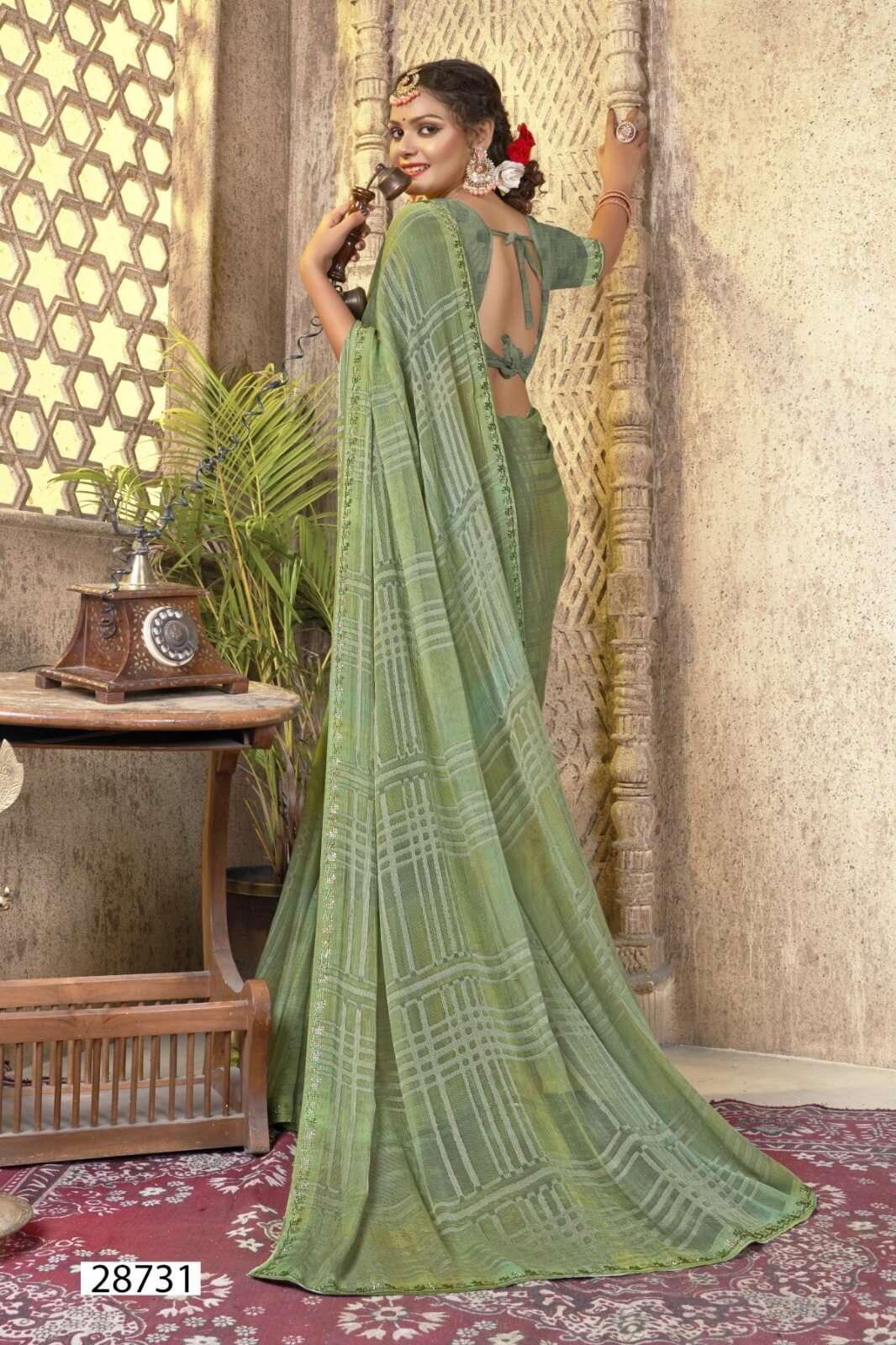 AMOLIKA BY VALLABHI BRASSO WITH SWAROVSAKI WORK CASUAL WEAR SAREES 