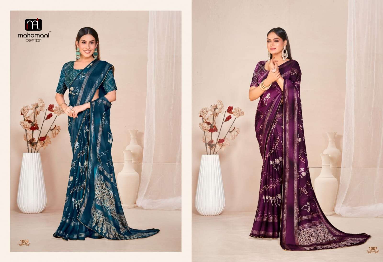 AMRITA VOL-19 BY MAHAMANI DOLLMOSS FABRIC REGULAR WEAR PRINTED SAREES 