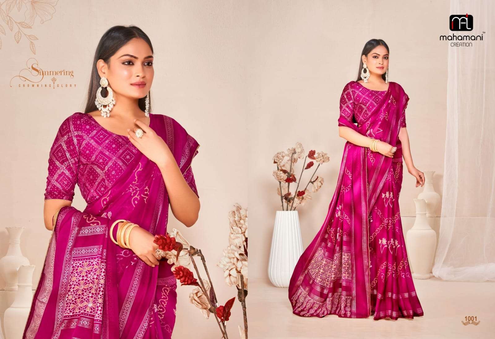 AMRITA VOL-19 BY MAHAMANI DOLLMOSS FABRIC REGULAR WEAR PRINTED SAREES 