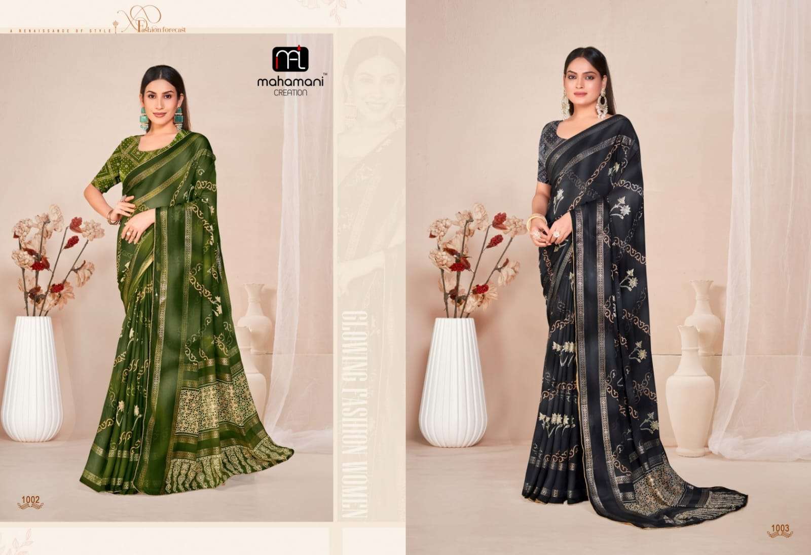 AMRITA VOL-19 BY MAHAMANI DOLLMOSS FABRIC REGULAR WEAR PRINTED SAREES 