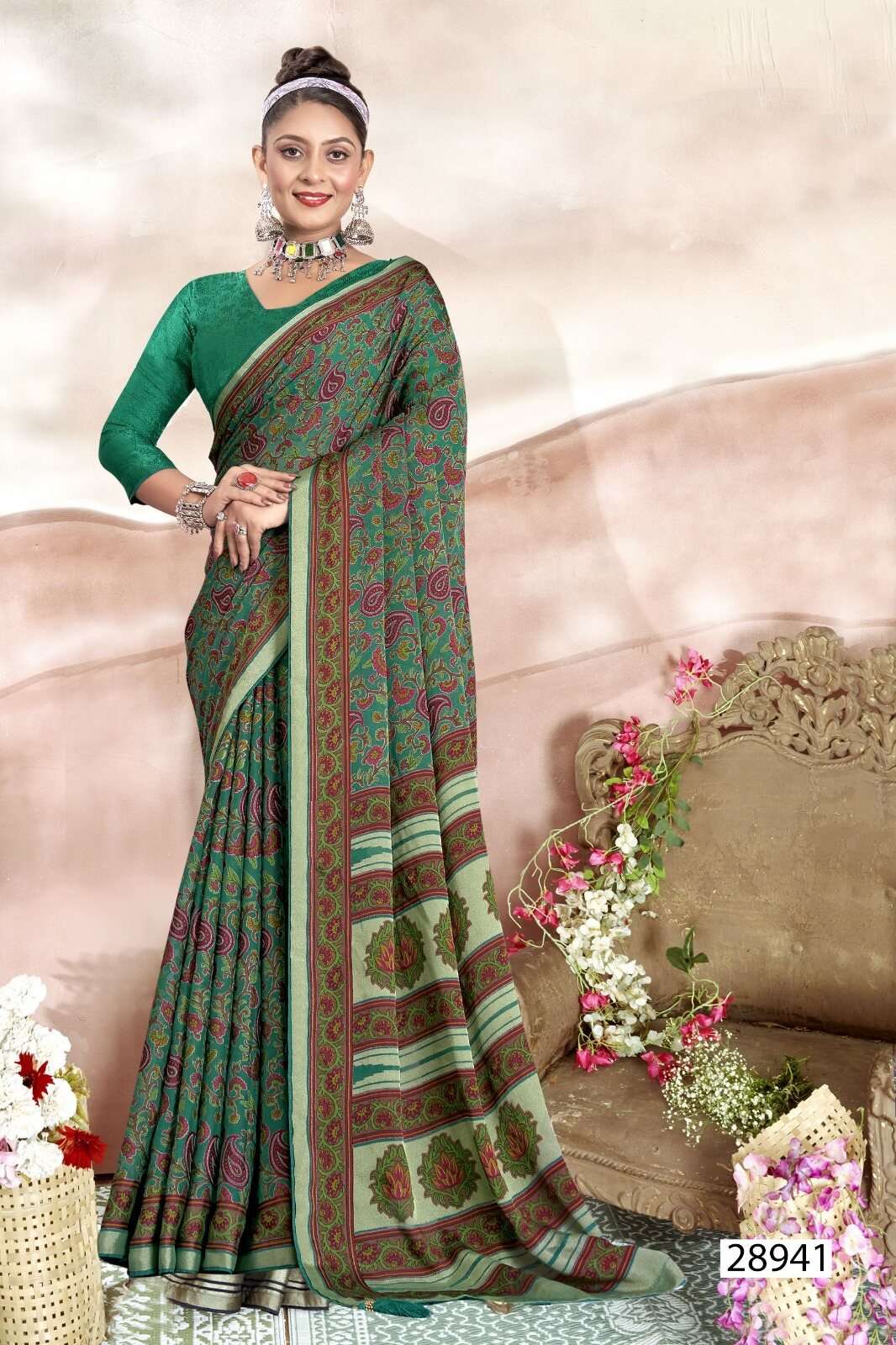 ANSHITA BY VALLABHI PRINTS BRASSO FABRIC CASUAL WEAR PRINTED SAREES 