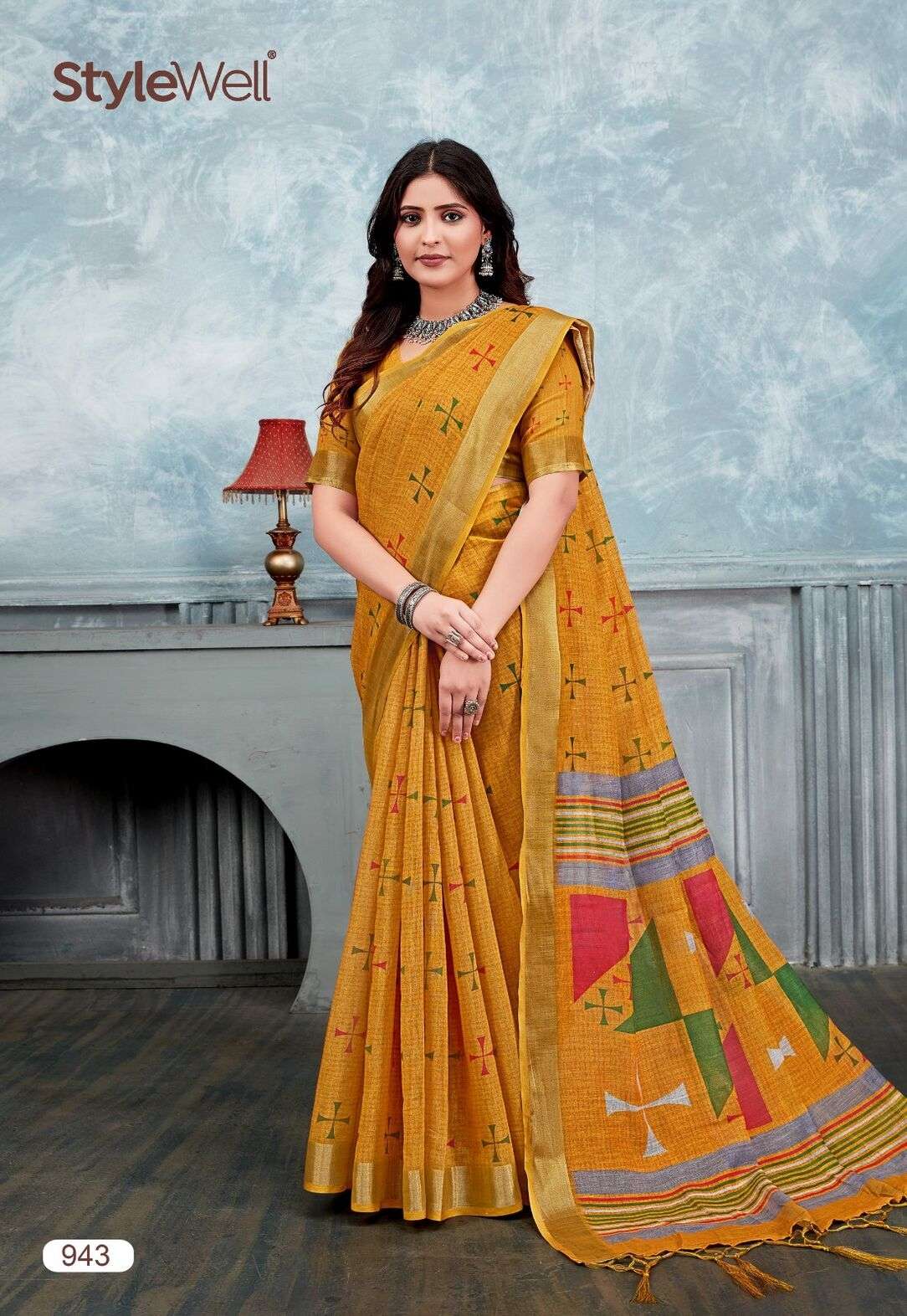 ANUPAMA VOL-5 BY STYLEWELL LINEN PRINT FINEST FABRIC PRINTED SAREES 