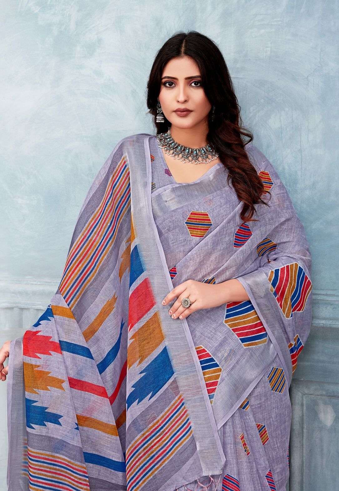 ANUPAMA VOL-5 BY STYLEWELL LINEN PRINT FINEST FABRIC PRINTED SAREES 