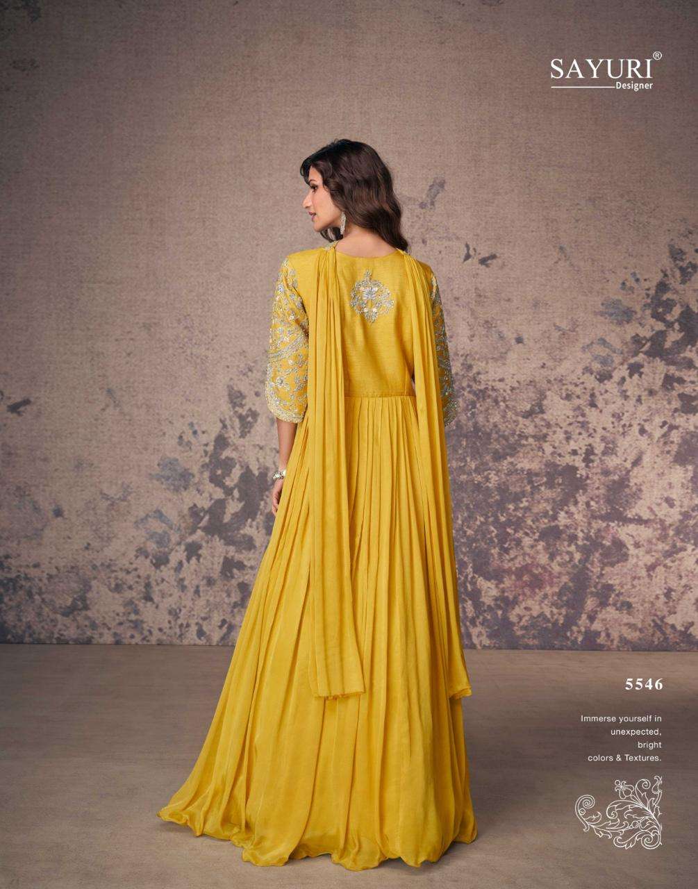 AROMA BY SAYURI DESIGNER REAL CHINON SILK HEAVY WEDDING WEAR ANARKALI GOWN WITH DUPATTA 