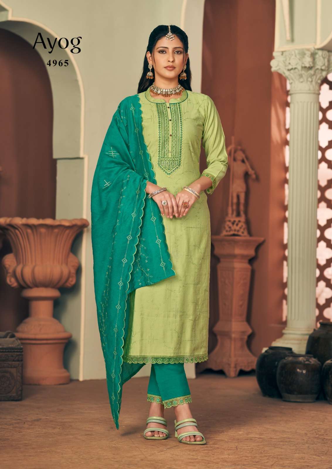 AYOG BY RANGOON VISCOSE EMBROIDERY SEQUENCE WORK KURTI PANT WITH DUPATTA 