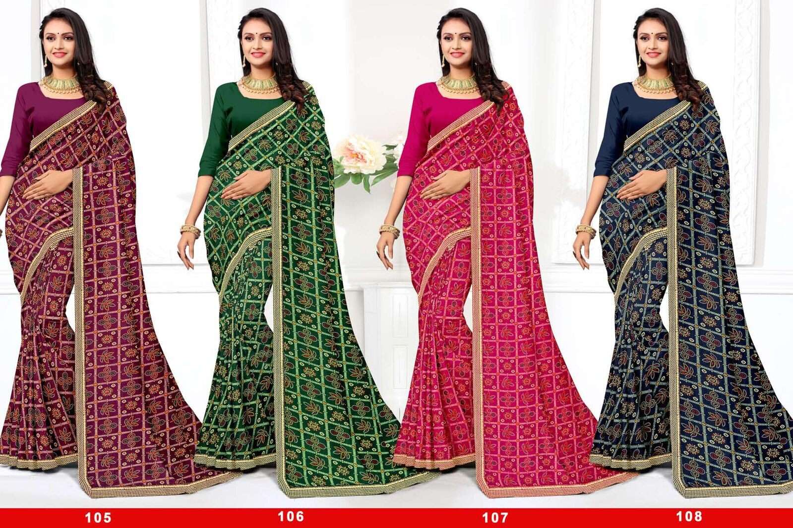 BANDHAN BY TEXOFAB RANIAL FABRIC REGULAR WEAR HAND PRINTED SAREES