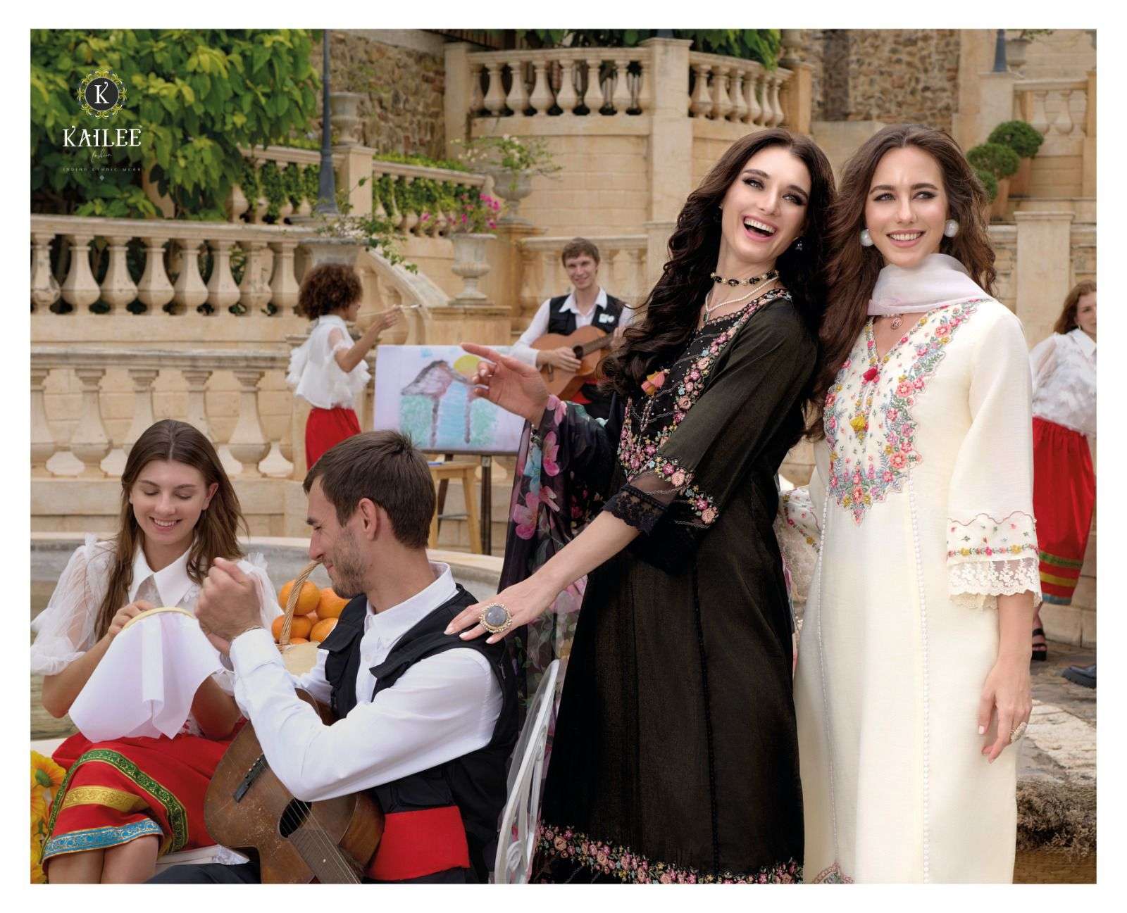 BEGUM VOL-6 BY KAILEE FASHION FANCY THREAD HANDWORK KURTI PANT WITH DUPATTA 