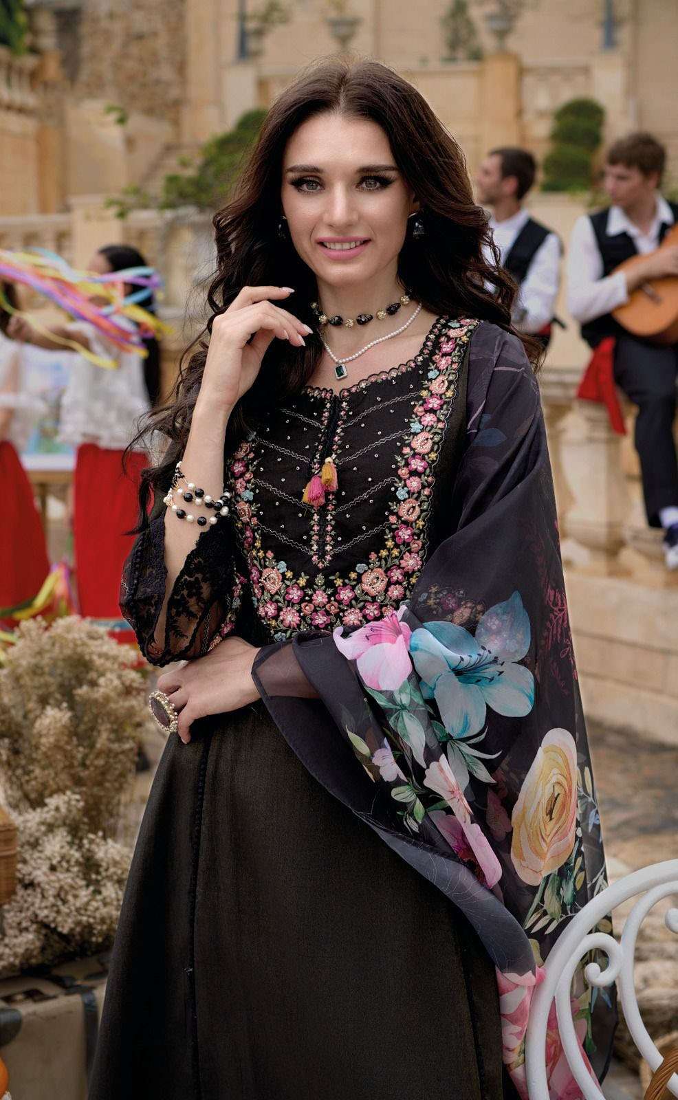 BEGUM VOL-6 DESIGN NO-42731 BY KAILEE FASHION PURE VISCOSE SIMMER SILK FANCY THREAD HANDWORK KURTI PANT WITH DUPATTA  