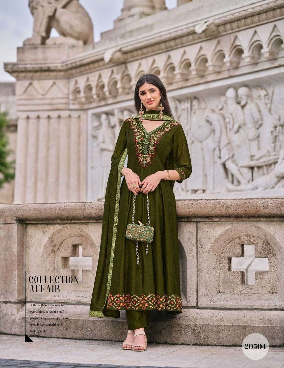 BIBBOJAAN DESIGN NO-20504 BY LILY & LALI ANARKALI STYLE DRESS WITH EMBROIDERY KURTI PANT WITH DUPATTA 