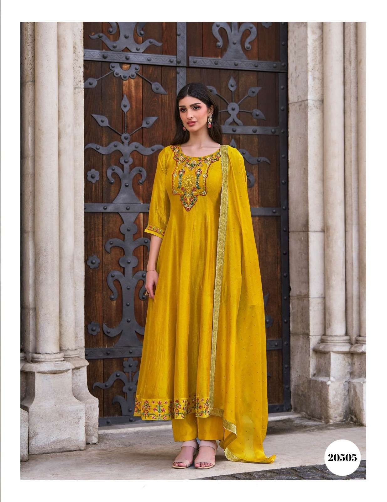BIBBOJAAN DESIGN NO-20505 BY LILY & LALI ANARKALI STYLE DRESS WITH EMBROIDERY KURTI PANT WITH DUPATTA 