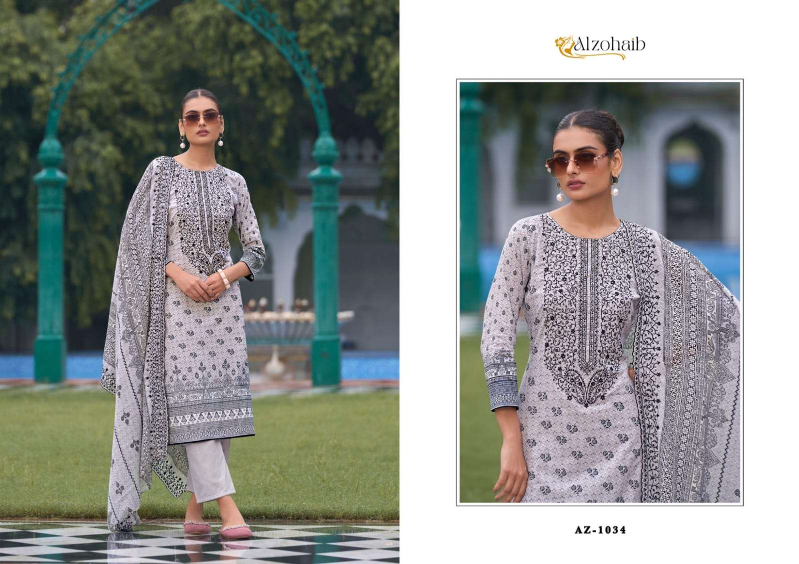 BIN SAEED VOL-1 BY ALZOHIAB PURE COTTON WITH HEAVY EMBROIDERY UNSTICHED SALWAR SUITS 