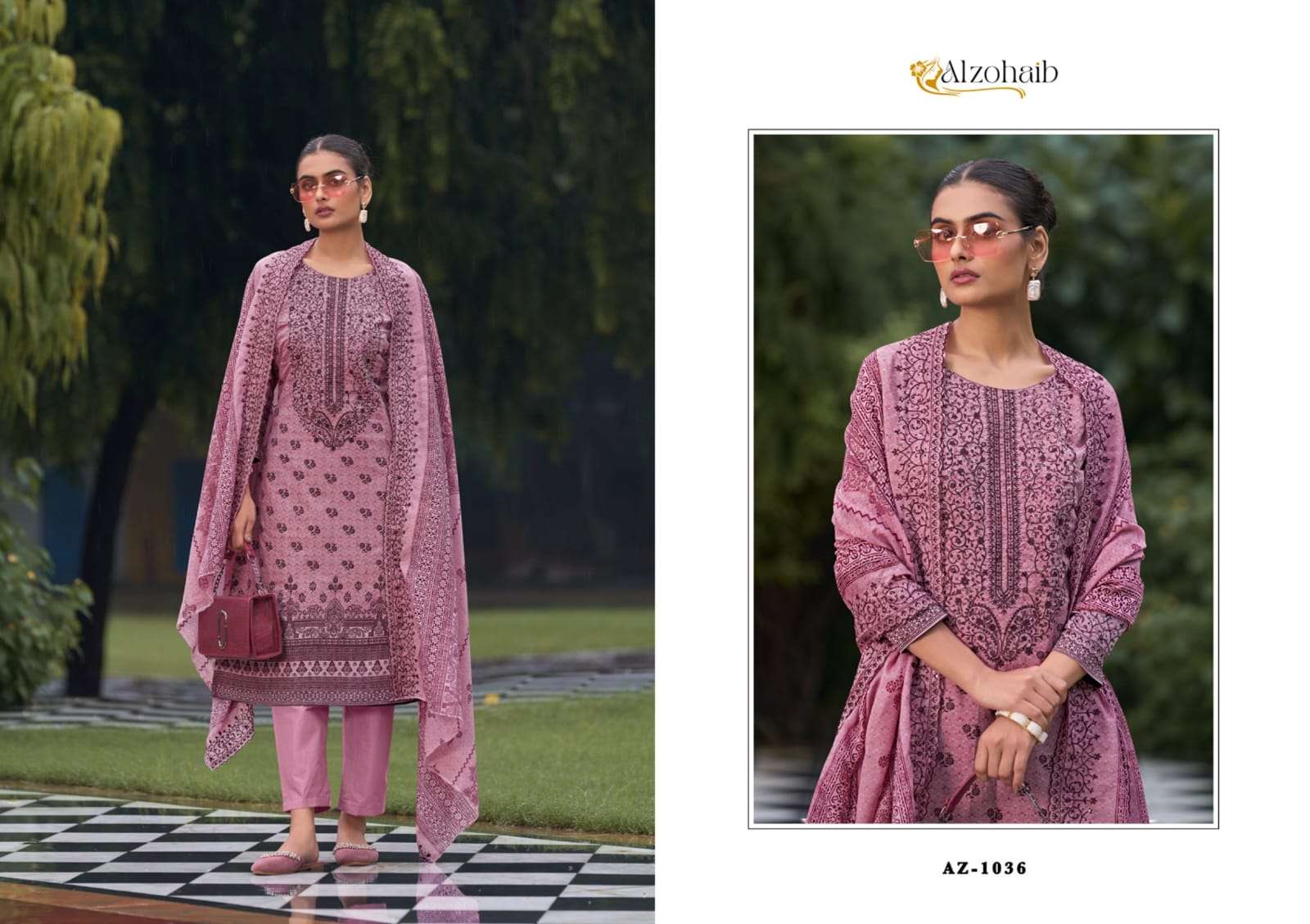 BIN SAEED VOL-1 BY ALZOHIAB PURE COTTON WITH HEAVY EMBROIDERY UNSTICHED SALWAR SUITS 