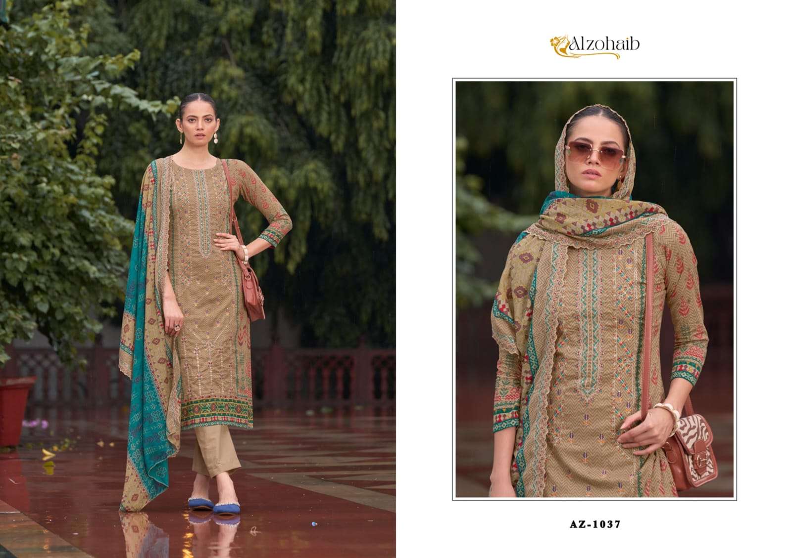 BIN SAEED VOL-1 BY ALZOHIAB PURE COTTON WITH HEAVY EMBROIDERY UNSTICHED SALWAR SUITS 