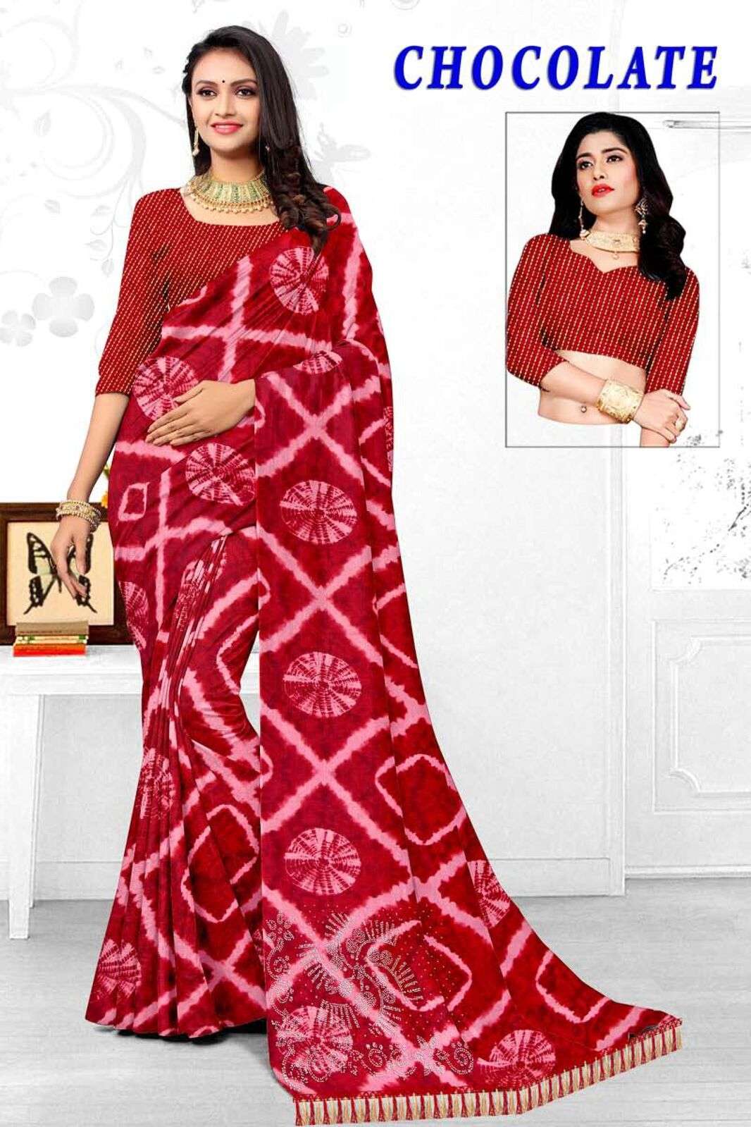 CHOCOLATE BY TEXOFAB RANIAL FABRIC CASUAL WEAR PRINTED SAREES