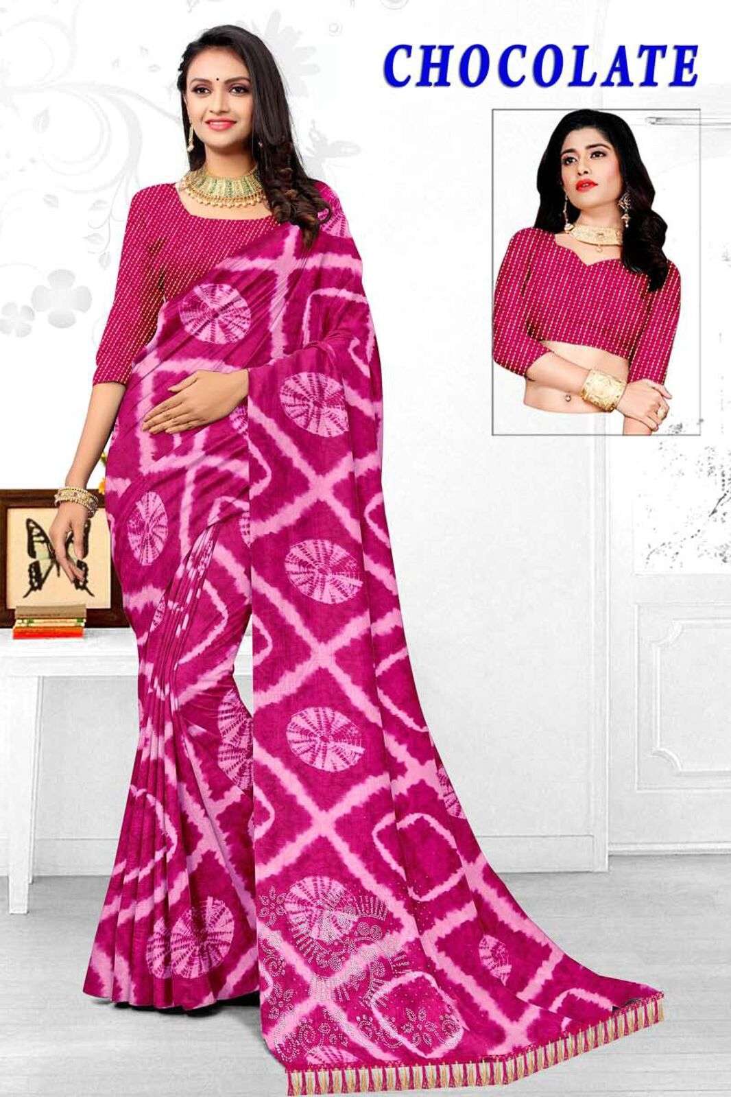 CHOCOLATE BY TEXOFAB RANIAL FABRIC CASUAL WEAR PRINTED SAREES