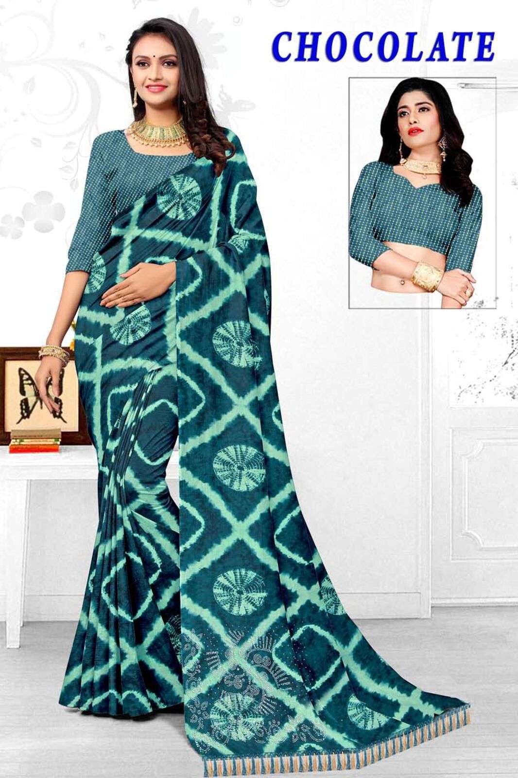 CHOCOLATE BY TEXOFAB RANIAL FABRIC CASUAL WEAR PRINTED SAREES