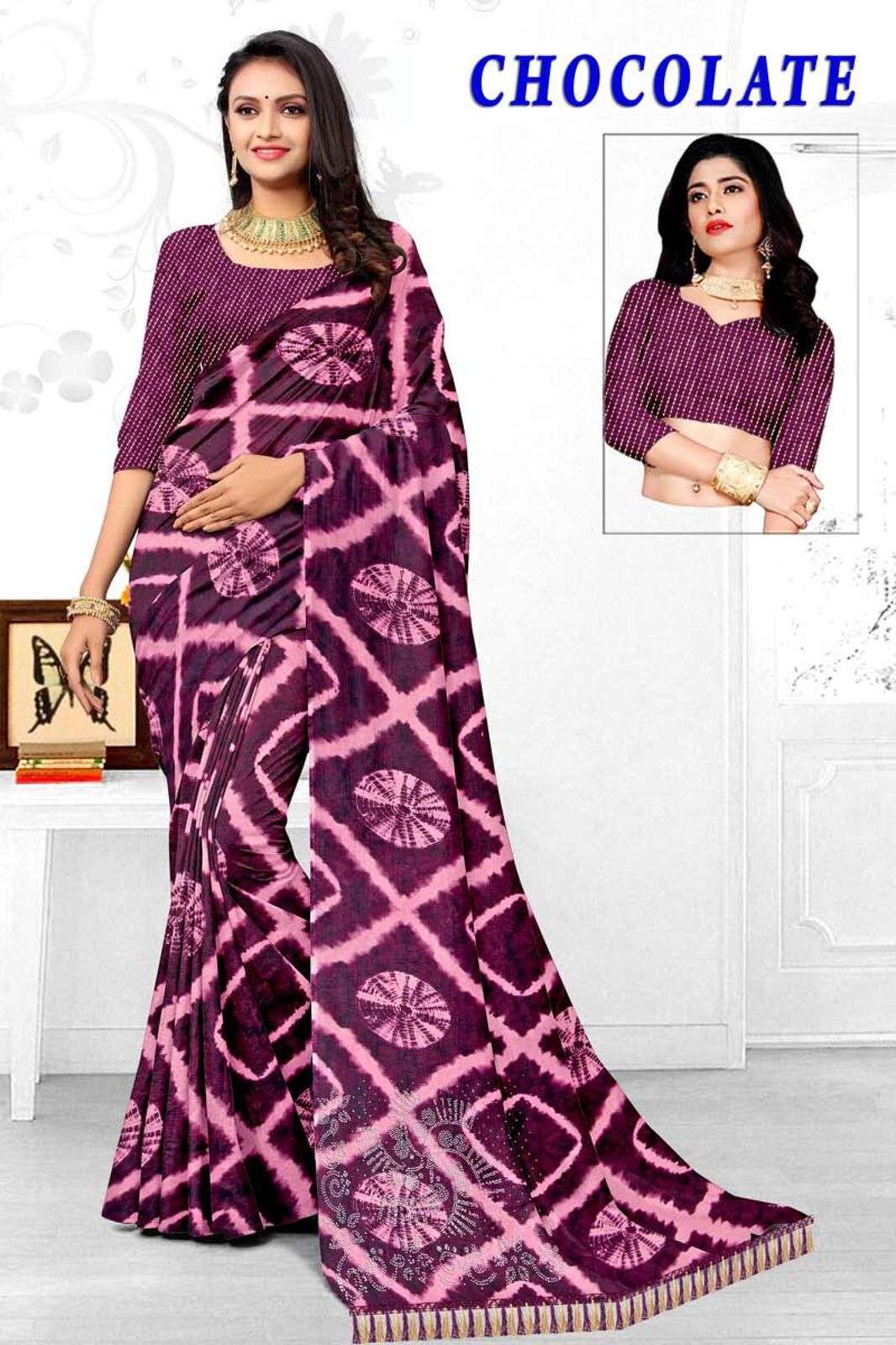 CHOCOLATE BY TEXOFAB RANIAL FABRIC CASUAL WEAR PRINTED SAREES
