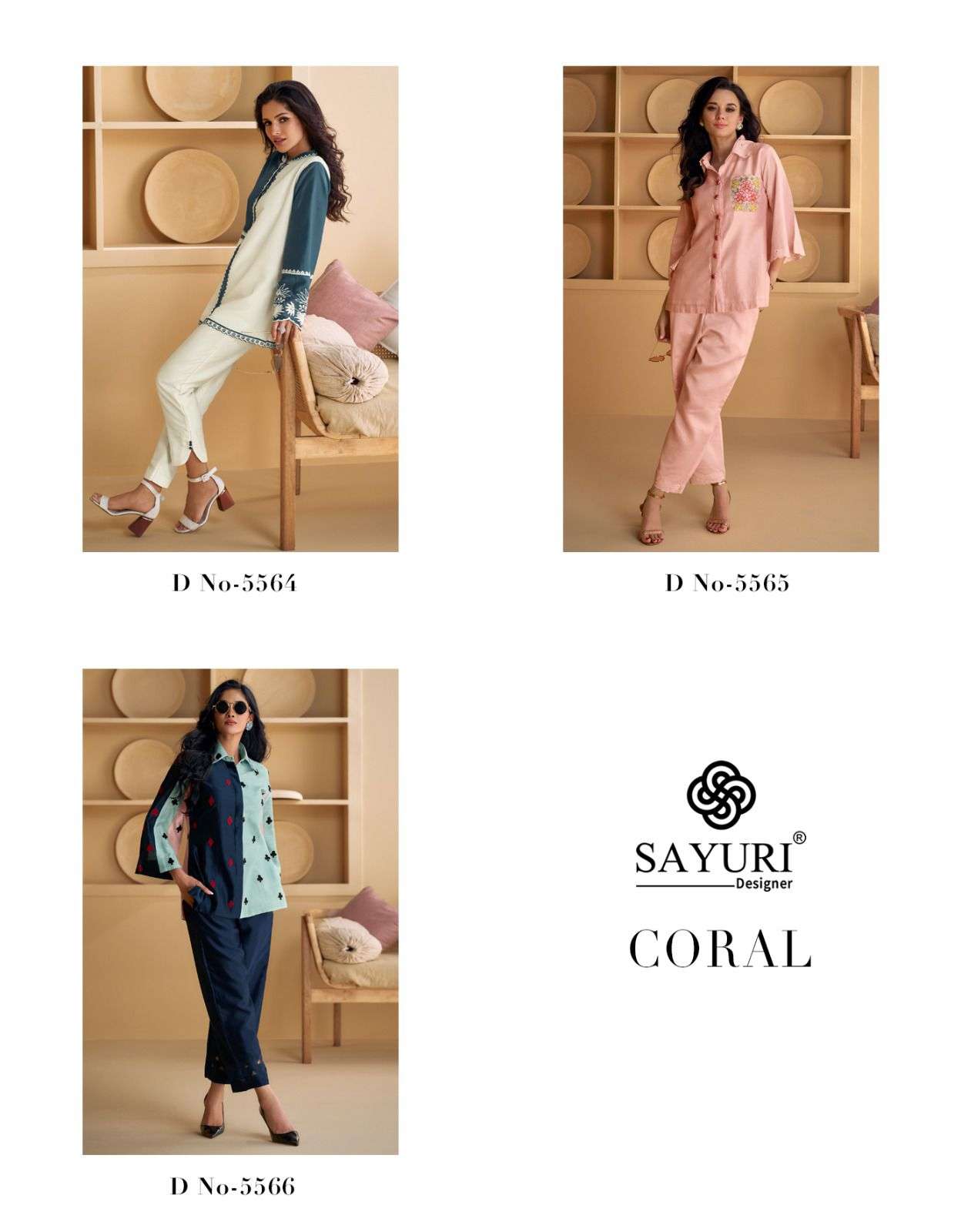 CORAL BY SAYURI DESIGNER PURE SILK WESTERN WEAR STYLISH CO-ORD SETS 