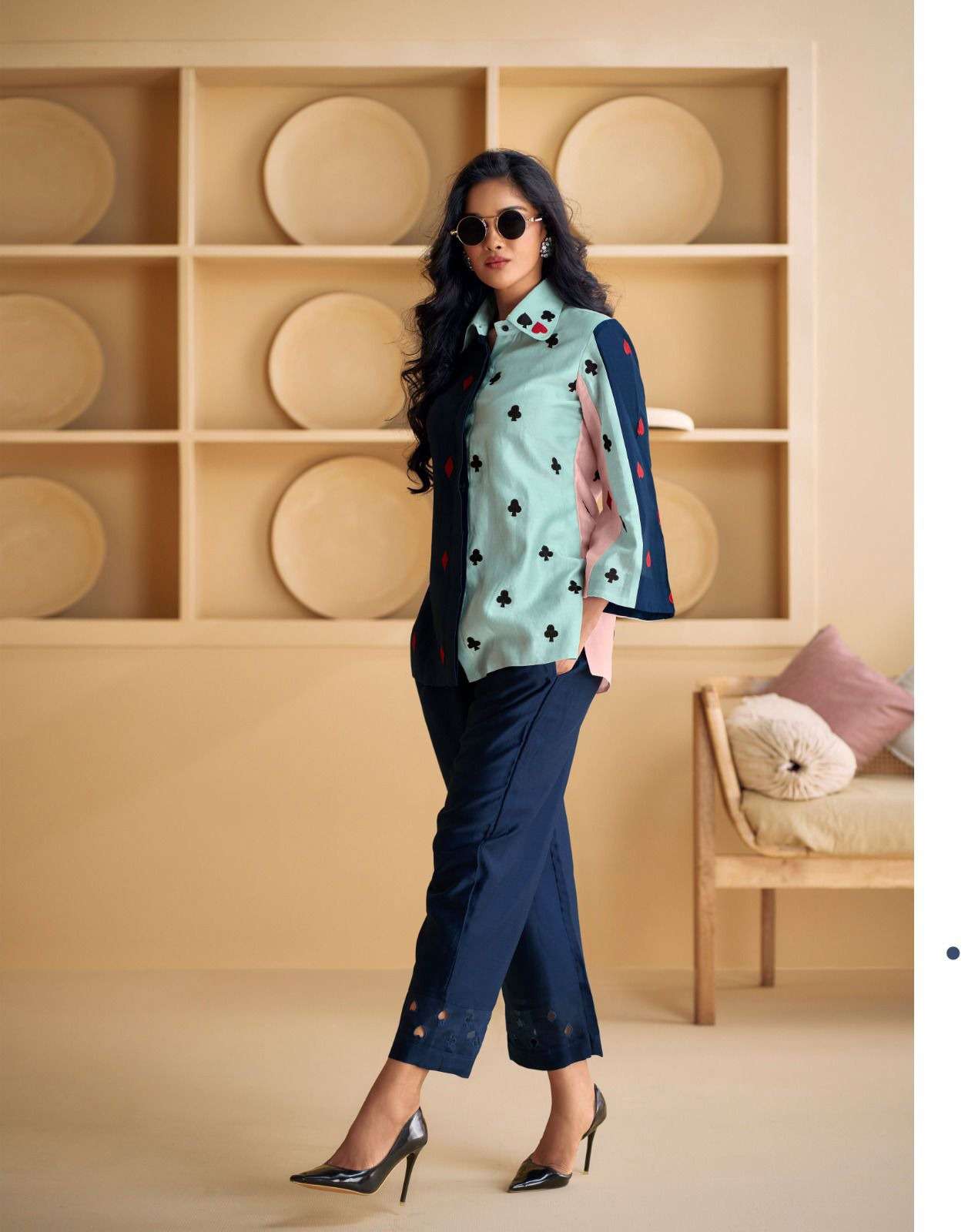 CORAL DESIGN NO-5566 BY SAYURI DESIGNER PURE SILK WESTERN WEAR STYLISH CO-ORD SETS  