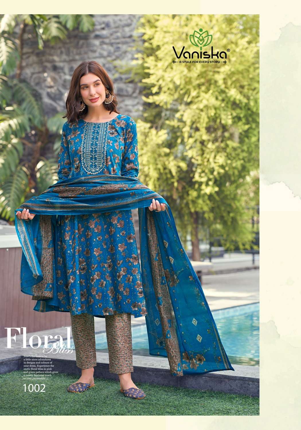 COTTON PLUS VOL-1 BY VANISKA FANCY EMBROIDERY WORK GOWN STYLE KURTI PANT WITH DUPATTA 