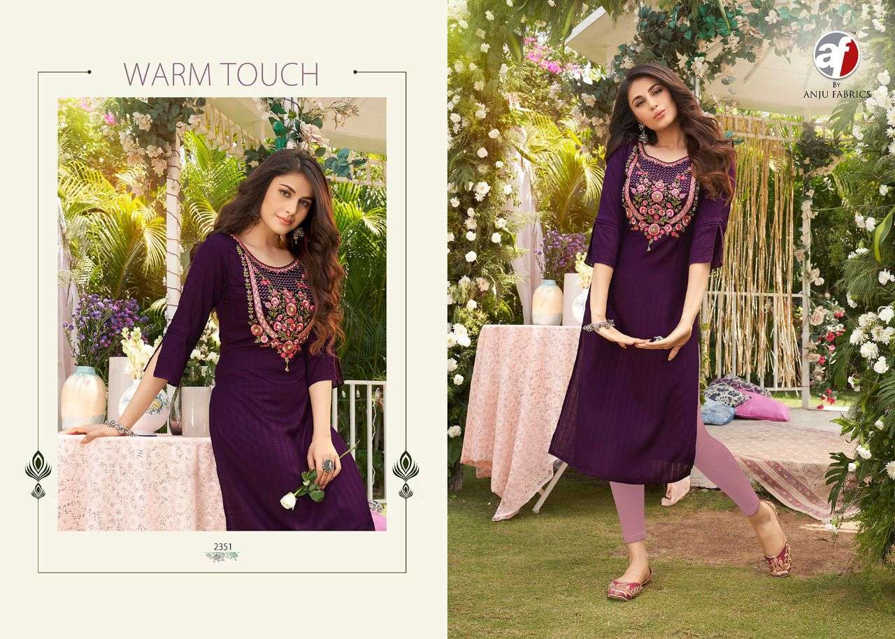 CRAZY VOL-3 BY ANJU FABRICS VISCOSE RAYON EMBROIDERY WITH HANDWORK STYLISH KURTI 