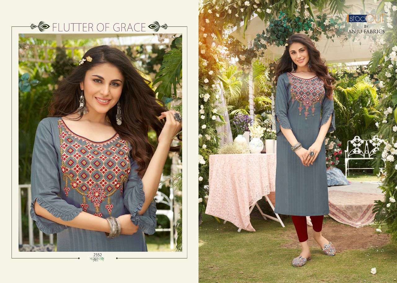 CRAZY VOL-3 BY ANJU FABRICS VISCOSE RAYON EMBROIDERY WITH HANDWORK STYLISH KURTI 