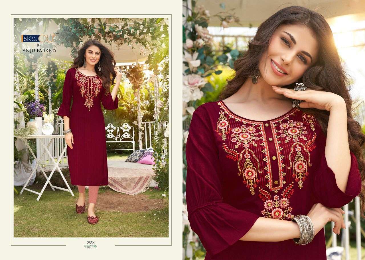 CRAZY VOL-3 BY ANJU FABRICS VISCOSE RAYON EMBROIDERY WITH HANDWORK STYLISH KURTI 