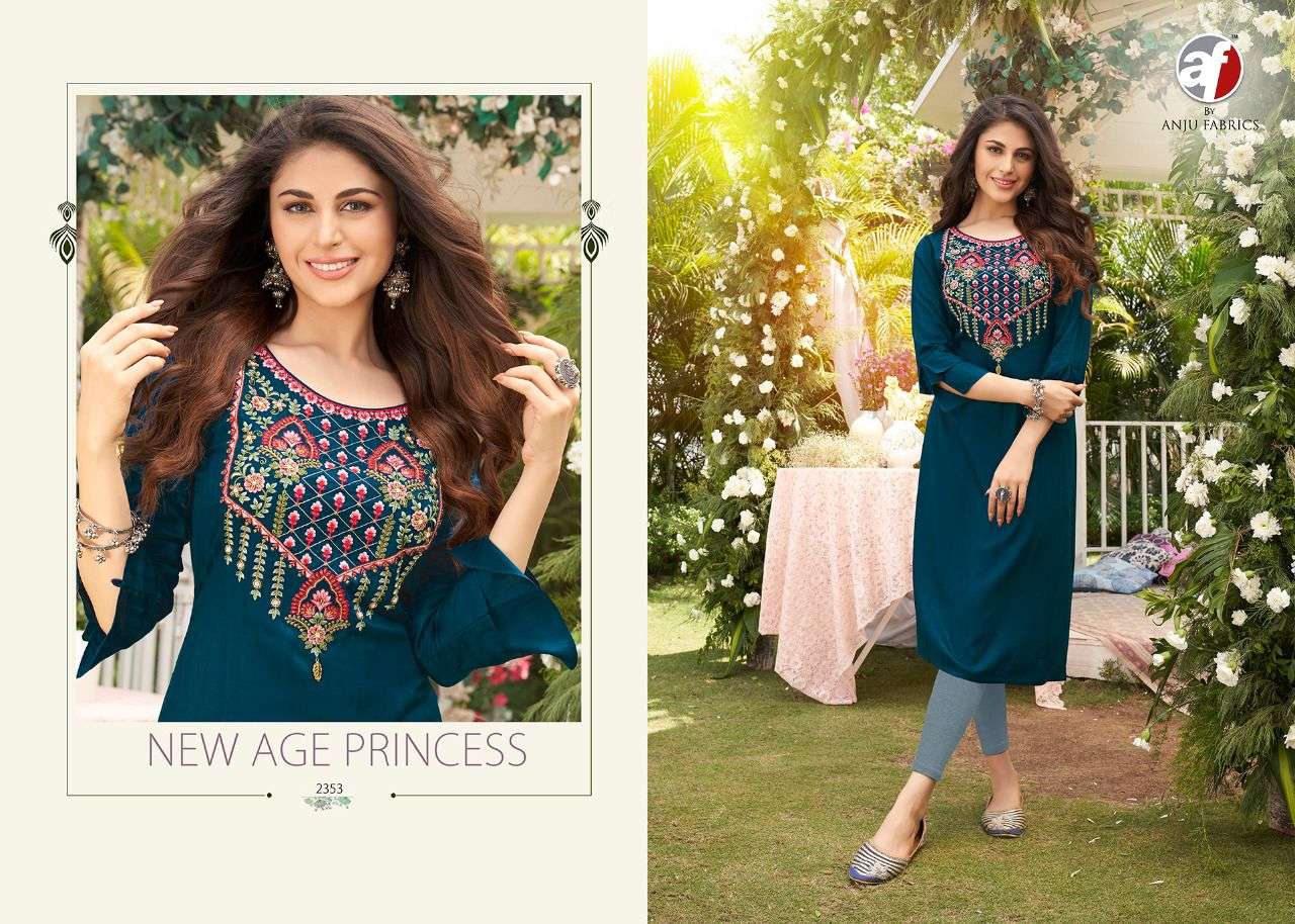 CRAZY VOL-3 BY ANJU FABRICS VISCOSE RAYON EMBROIDERY WITH HANDWORK STYLISH KURTI 