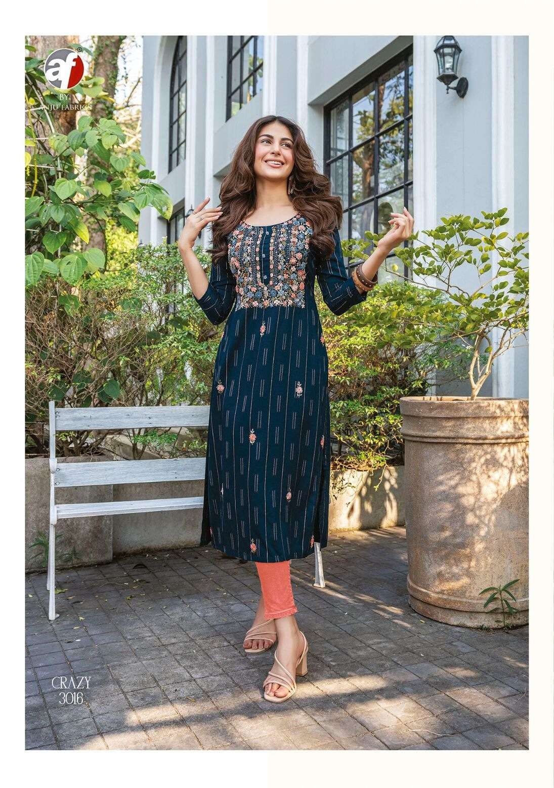 CRAZY VOL-5 BY ANJU FABRICS KATHA WITH HEAVY KNOT WORK CASUAL WEAR KURTI 