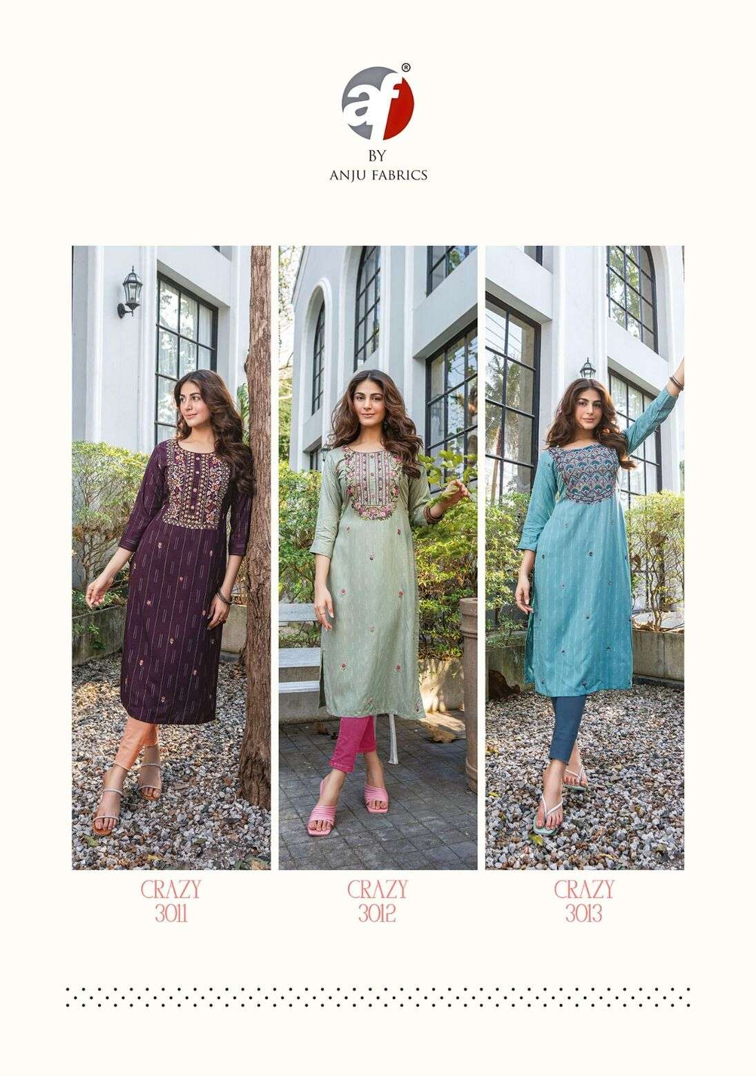 CRAZY VOL-5 BY ANJU FABRICS KATHA WITH HEAVY KNOT WORK CASUAL WEAR KURTI 