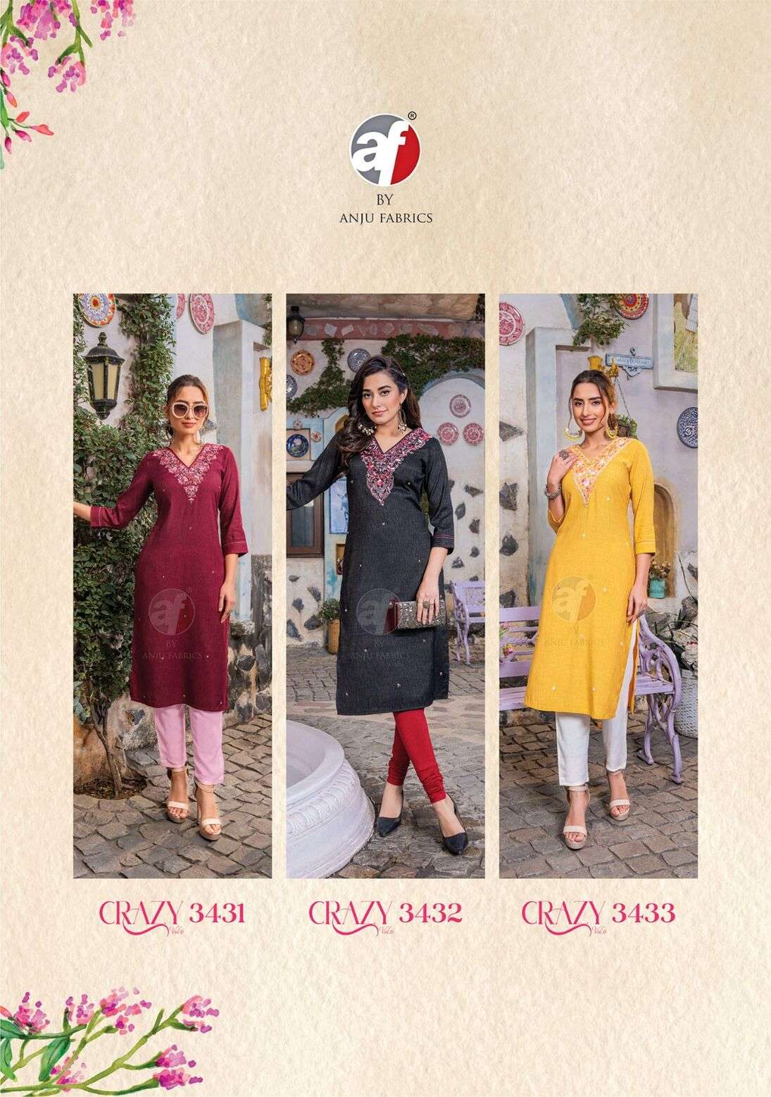 CRAZY VOL-6 BY ANJU FABRICS VISCOSE RAYON FABRIC HEAVY RAYON KNOT WORK KURTI 