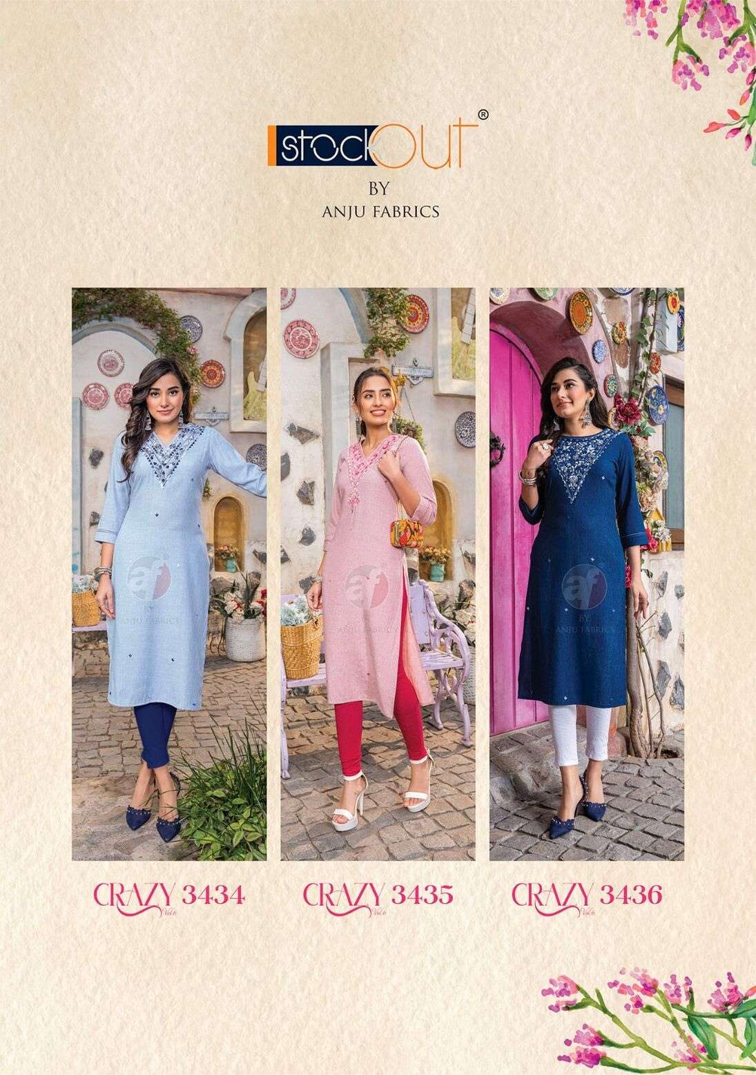 CRAZY VOL-6 BY ANJU FABRICS VISCOSE RAYON FABRIC HEAVY RAYON KNOT WORK KURTI 