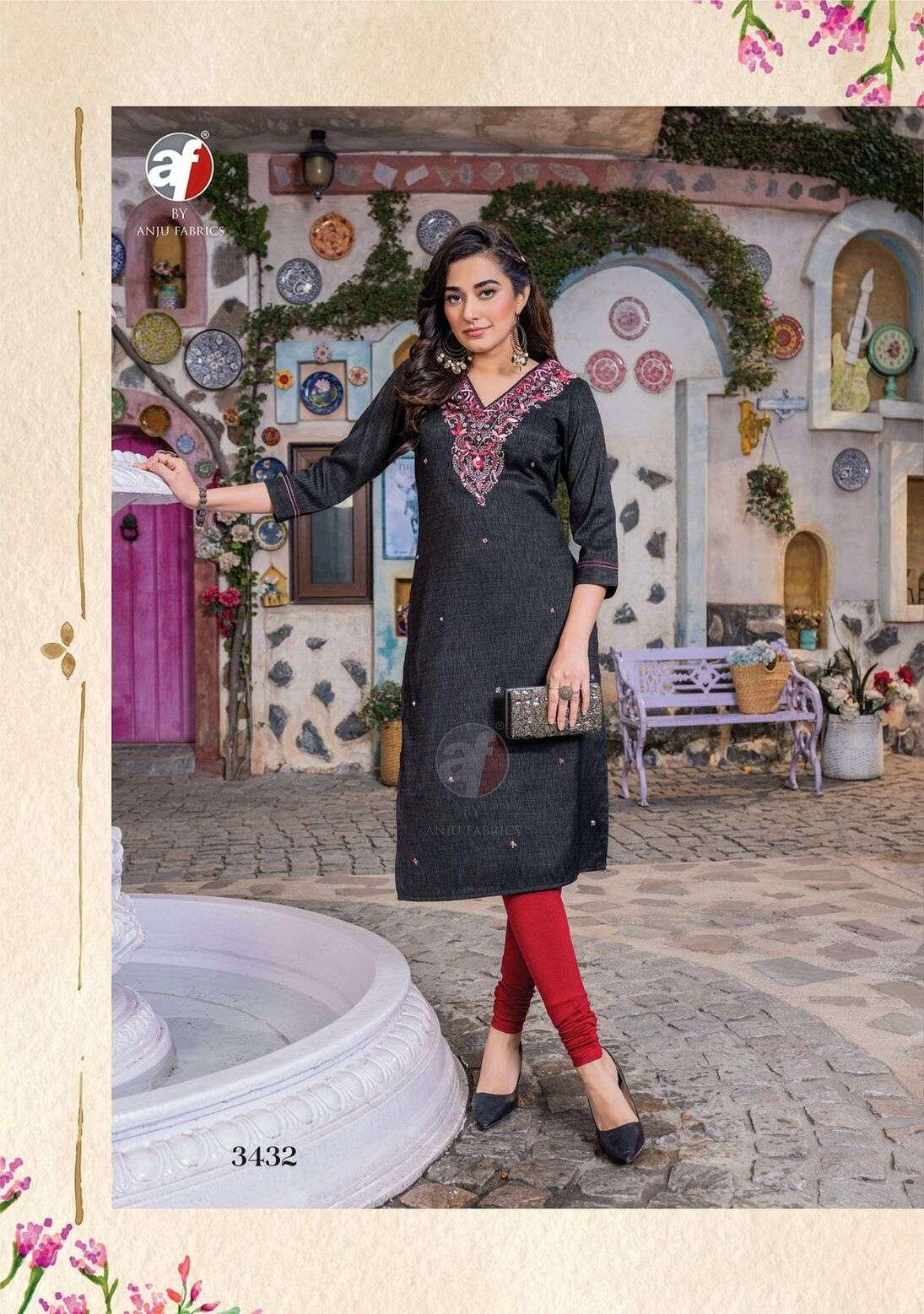 CRAZY VOL-6 BY ANJU FABRICS VISCOSE RAYON FABRIC HEAVY RAYON KNOT WORK KURTI 