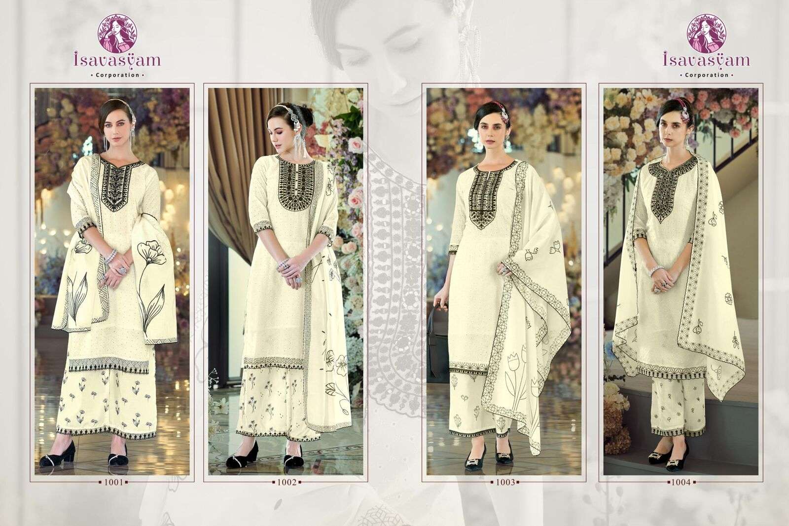 CREAM KASHISH BY ISAVASYAM COTTON FABRIC FULL CHIKAN WORK DESIGNER NECK HANDWORK LUXURY FESTIVAL COLLECTION 