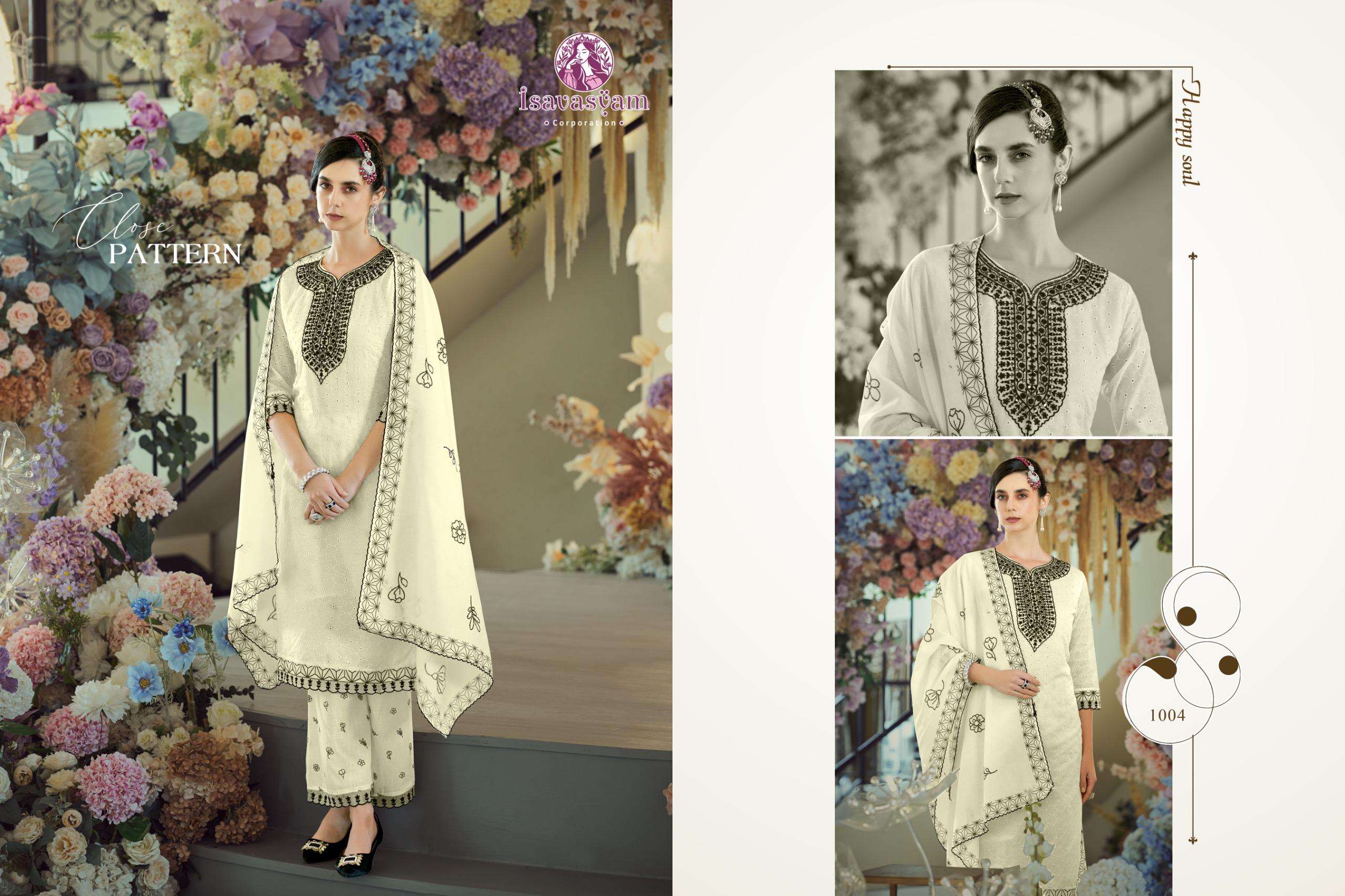 CREAM KASHISH BY ISAVASYAM COTTON FABRIC FULL CHIKAN WORK DESIGNER NECK HANDWORK LUXURY FESTIVAL COLLECTION 