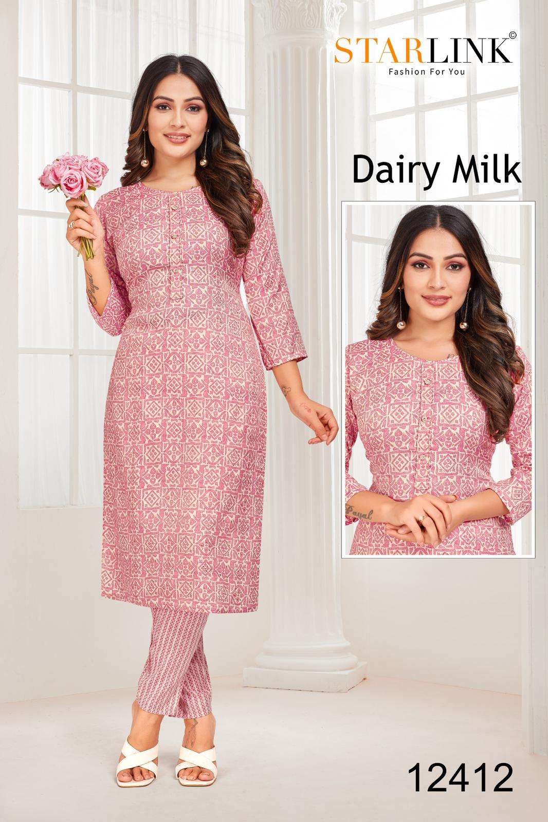 DAIRY MILK BY STARLINK RAYON TONE PRINT PRINTED COLOURFUL KURTI 