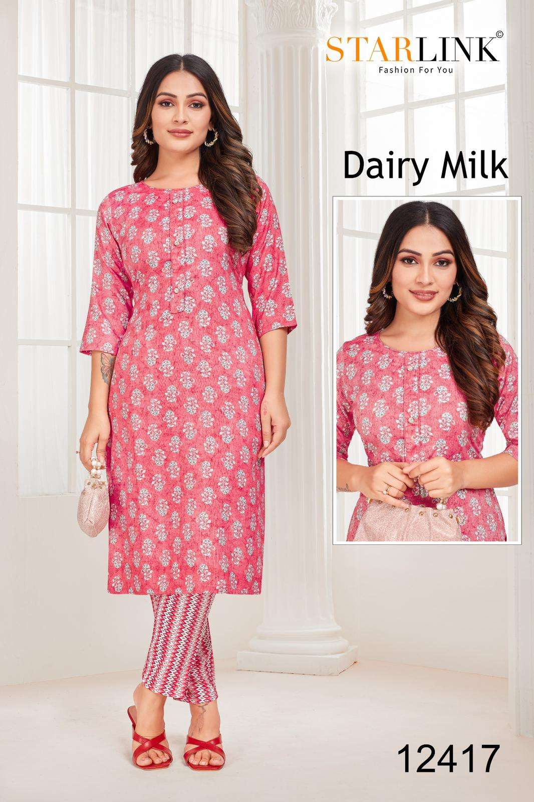 DAIRY MILK BY STARLINK RAYON TONE PRINT PRINTED COLOURFUL KURTI 