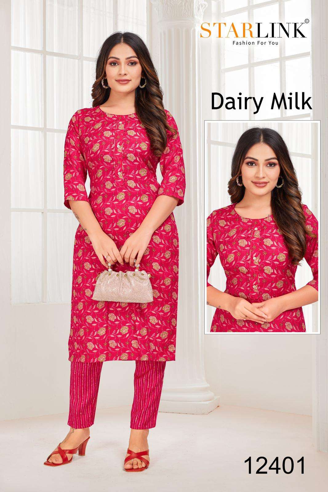 DAIRY MILK BY STARLINK RAYON TONE PRINT PRINTED COLOURFUL KURTI 