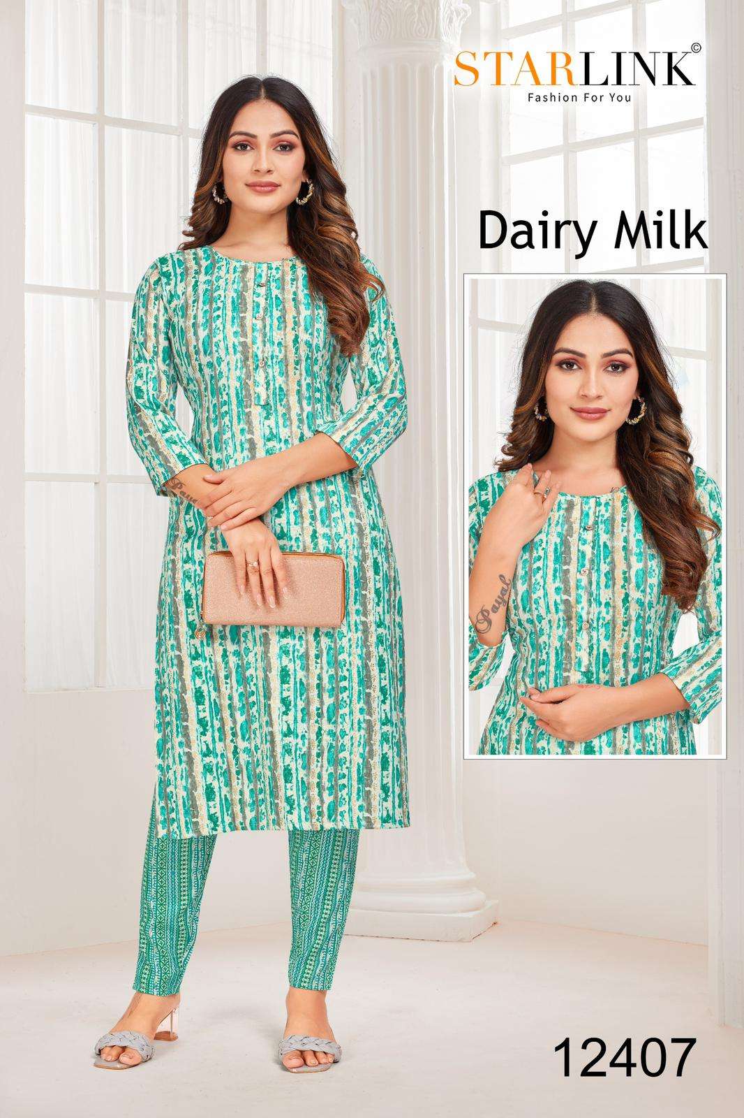 DAIRY MILK BY STARLINK RAYON TONE PRINT PRINTED COLOURFUL KURTI 