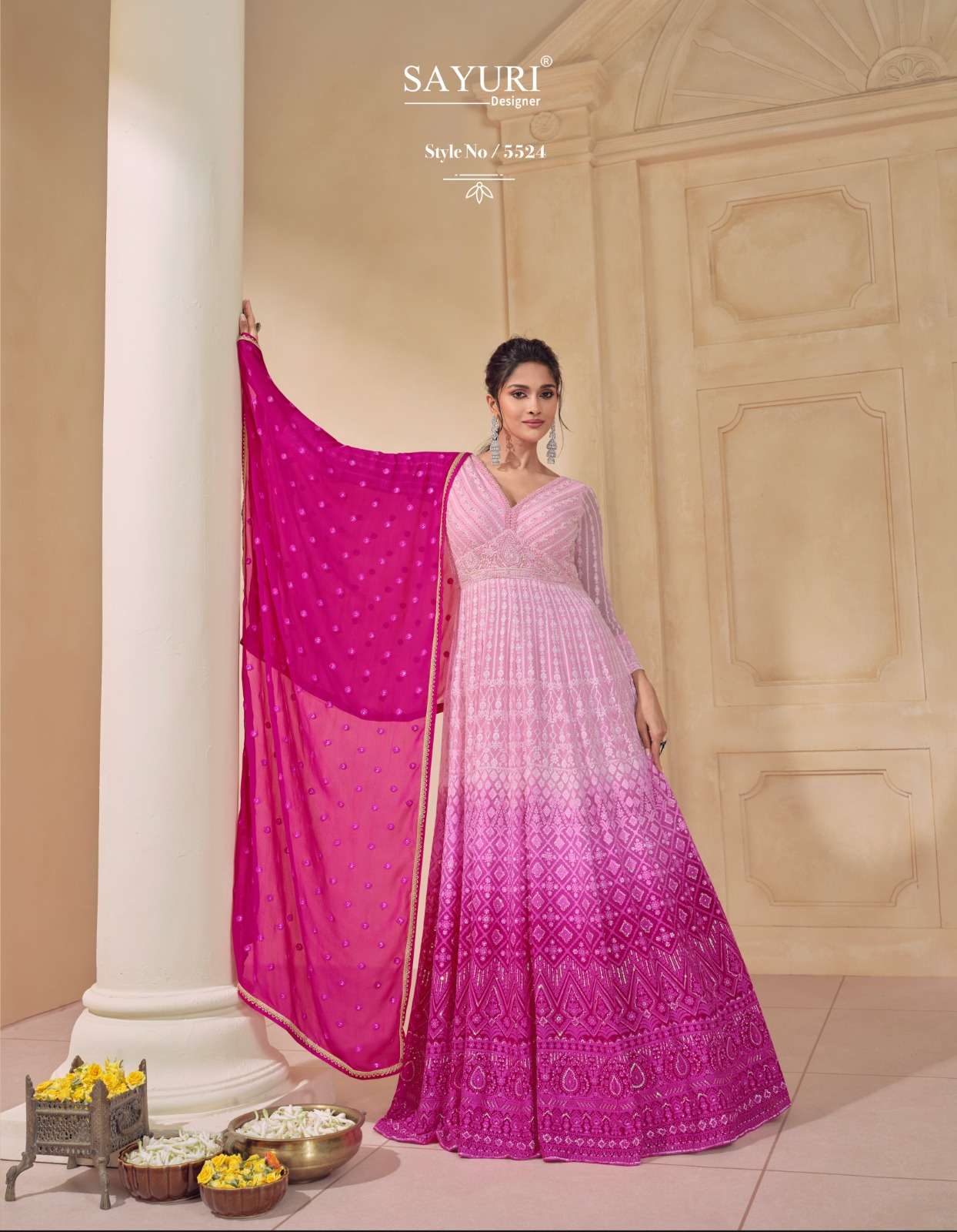 DASTOOR BY SAYURI DESIGNER REAL GEORGETTE HEAVY EMBROIDERY ANARKALI WITH DUPATTA