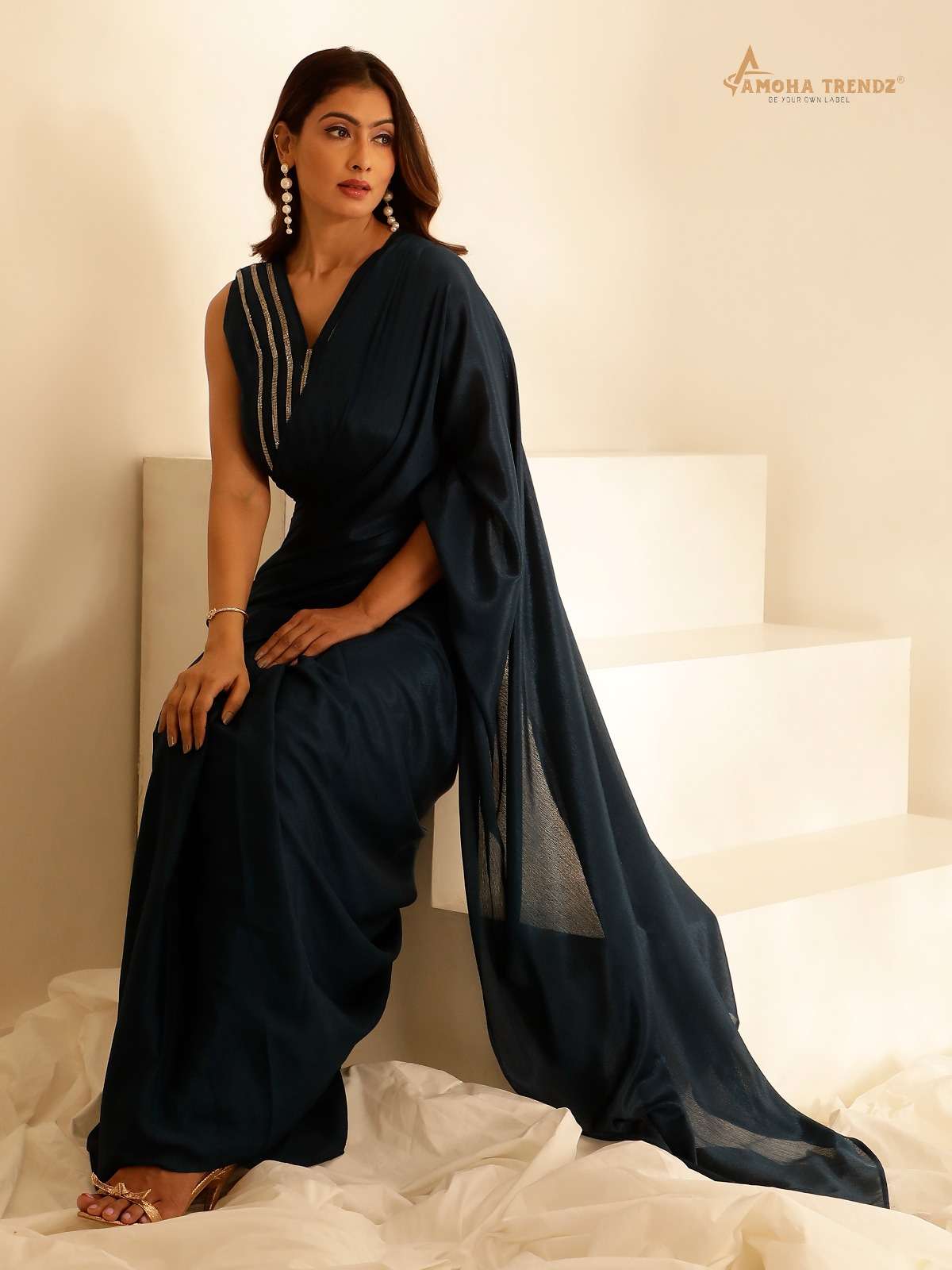 DESIGN NO-101139 BY TEXOFAB OMBRE PATTERN LACE WORK WITH DESIGNER BLOUSE SAREES