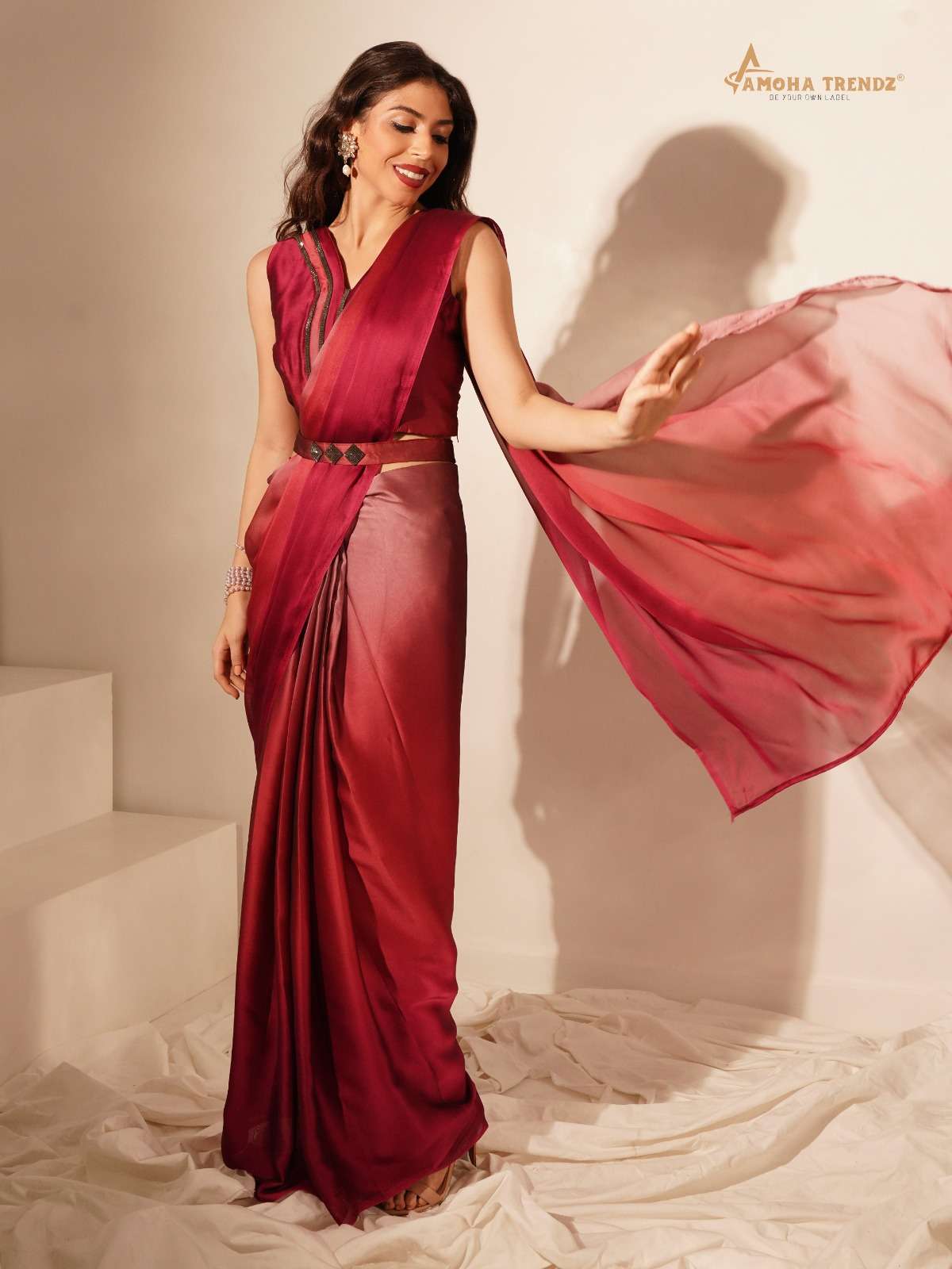 DESIGN NO-101139 BY TEXOFAB OMBRE PATTERN LACE WORK WITH DESIGNER BLOUSE SAREES