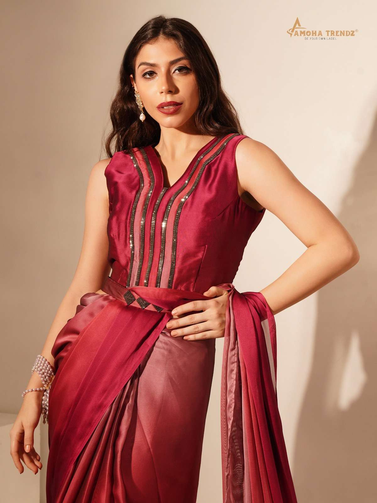 DESIGN NO-101139 BY TEXOFAB OMBRE PATTERN LACE WORK WITH DESIGNER BLOUSE SAREES